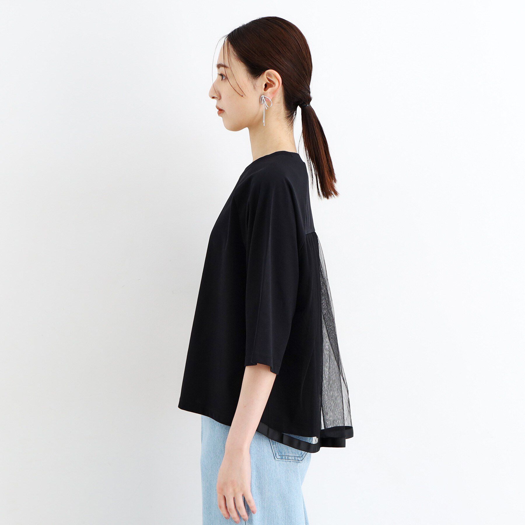 THE SHOP TK「【接触冷感/UV/毛玉になりにくい/洗える】バックチュールTシャツ」|Tシャツ・カットソー|