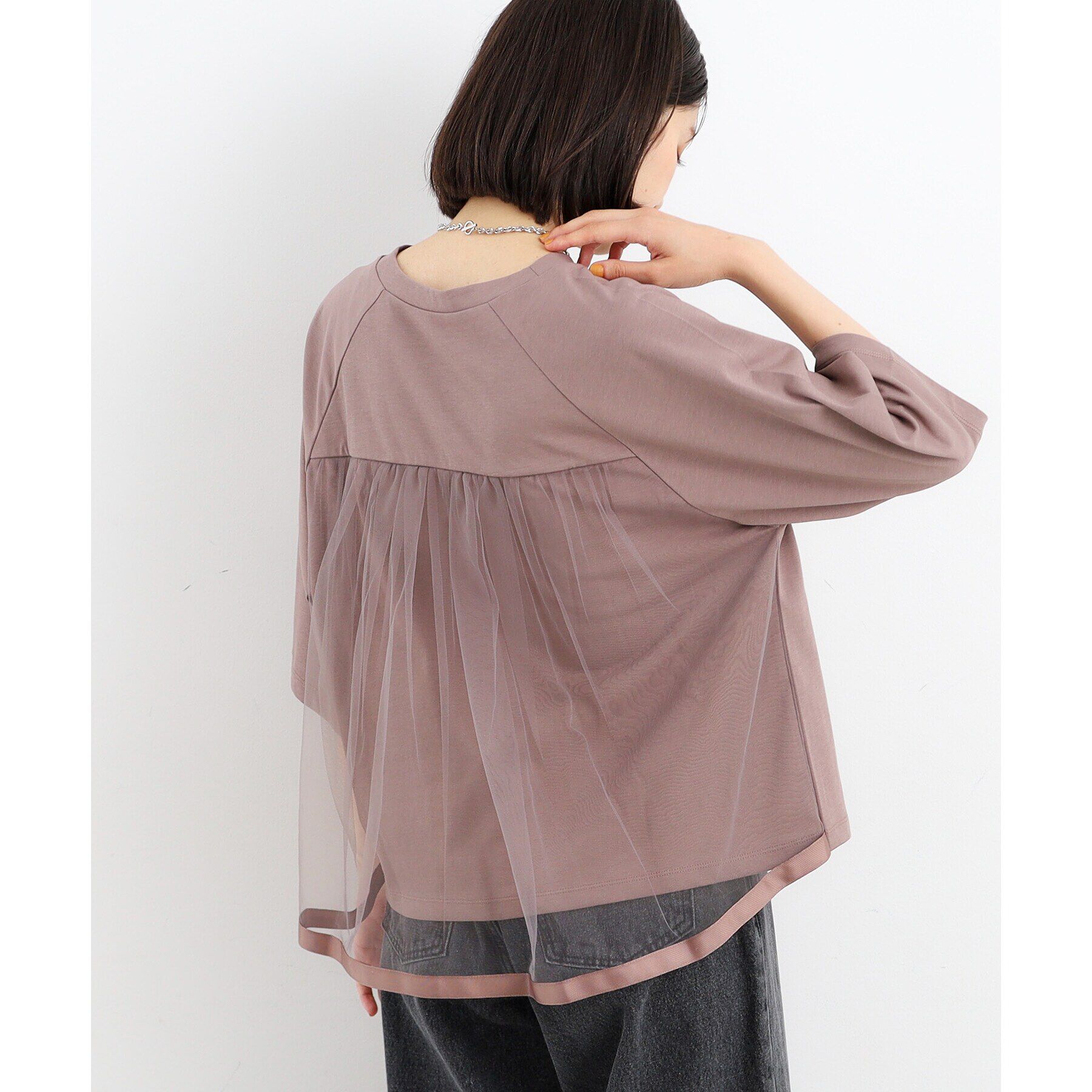 THE SHOP TK「【接触冷感/UV/毛玉になりにくい/洗える】バックチュールTシャツ」|Tシャツ・カットソー|ﾄｰﾌﾟ(054)