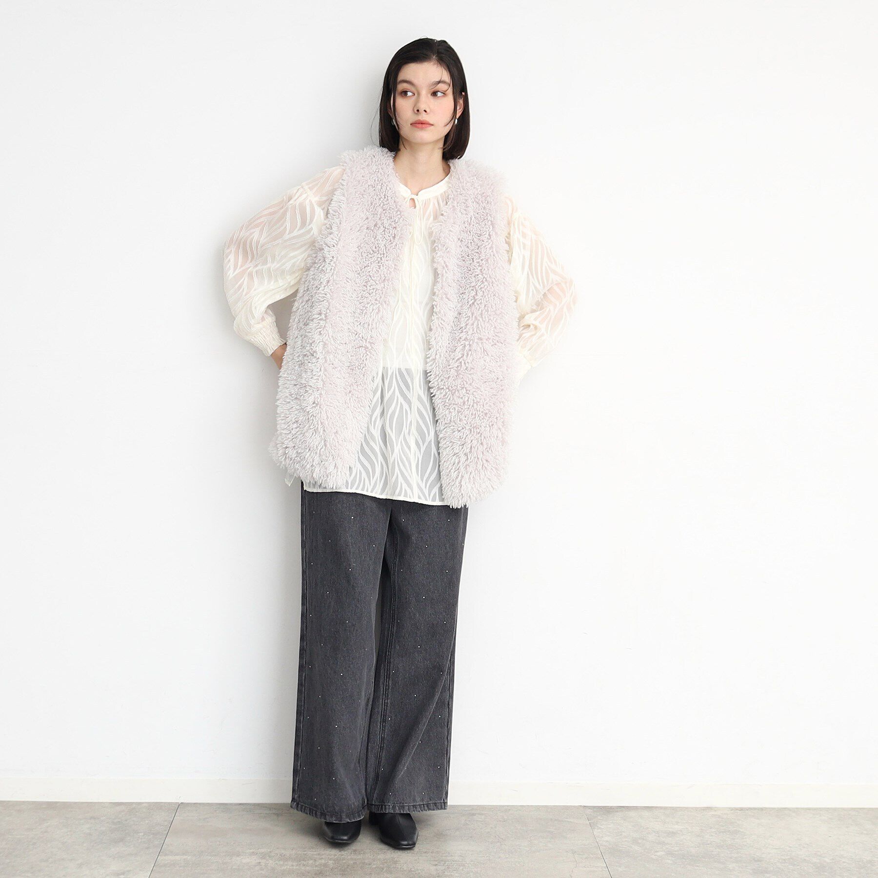 THE SHOP TK「【前後2WAY/洗える】ジャカードシアーブラウス」|シャツ・ブラウス|