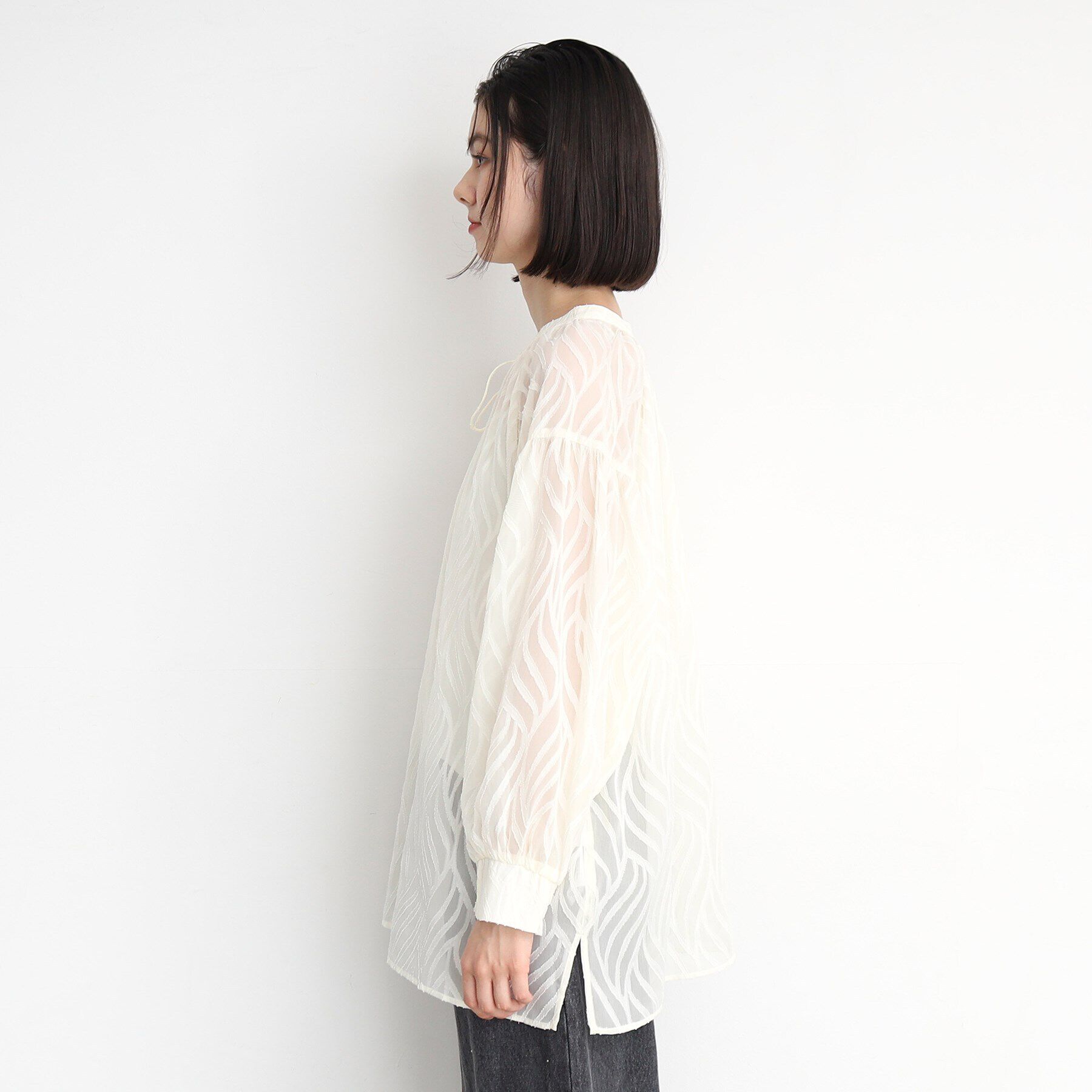 THE SHOP TK「【前後2WAY/洗える】ジャカードシアーブラウス」|シャツ・ブラウス|