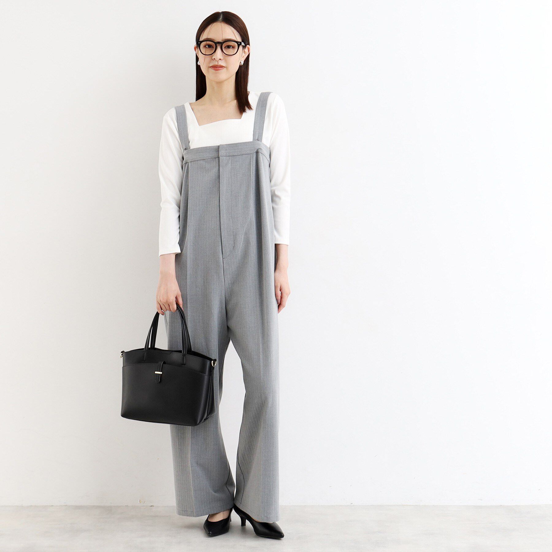 THE SHOP TK「スクエアリブネック9分袖プルオーバー」|ニット・セーター|