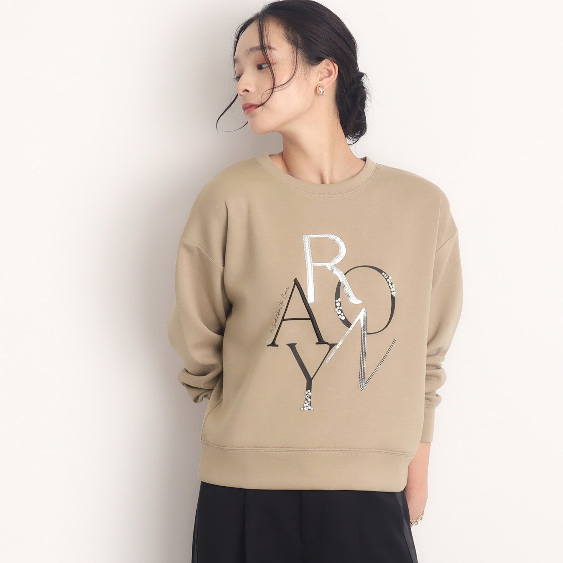 THE SHOP TK「【大人カジュアルが叶う】アートロゴプルオーバー/洗える」|Tシャツ・カットソー|ベージュ(052)