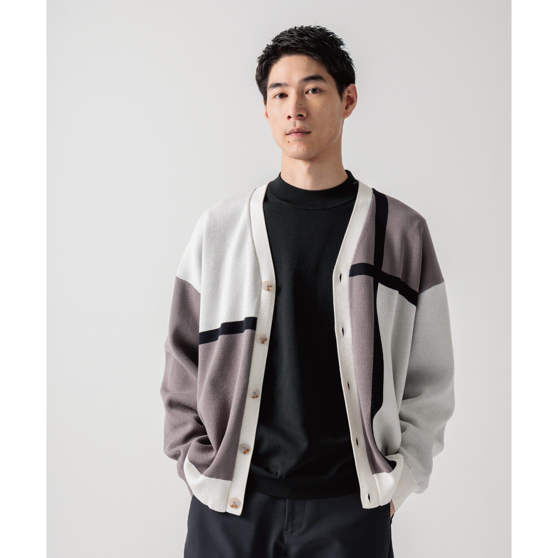 THE SHOP TK「パネルジャカードニットカーディガン」|カーディガン|