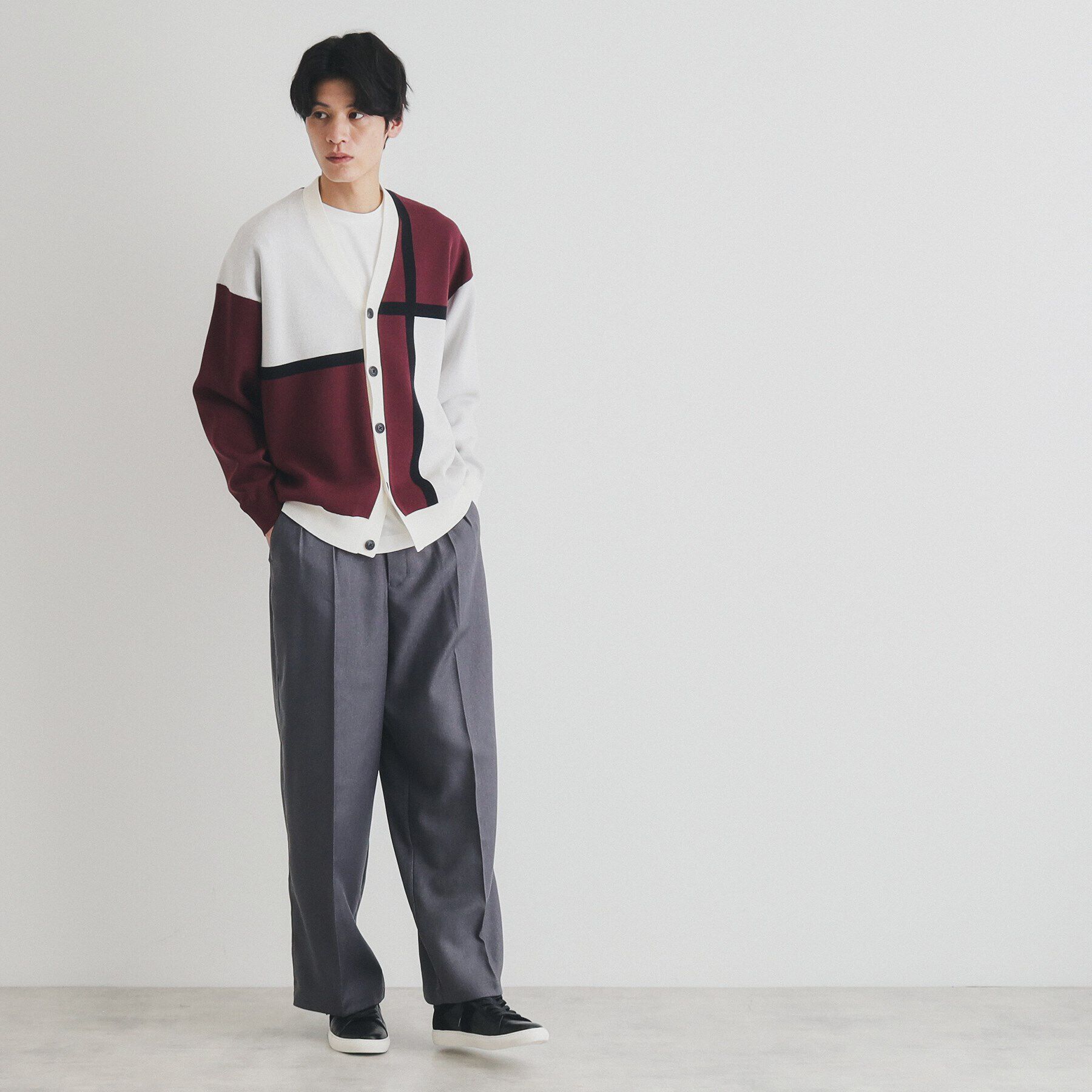 THE SHOP TK「パネルジャカードニットカーディガン」|カーディガン|