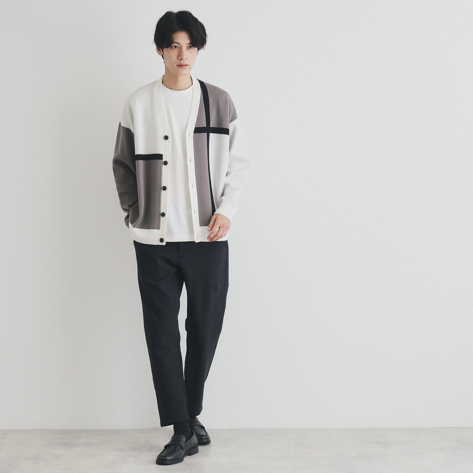 THE SHOP TK「パネルジャカードニットカーディガン」|カーディガン|