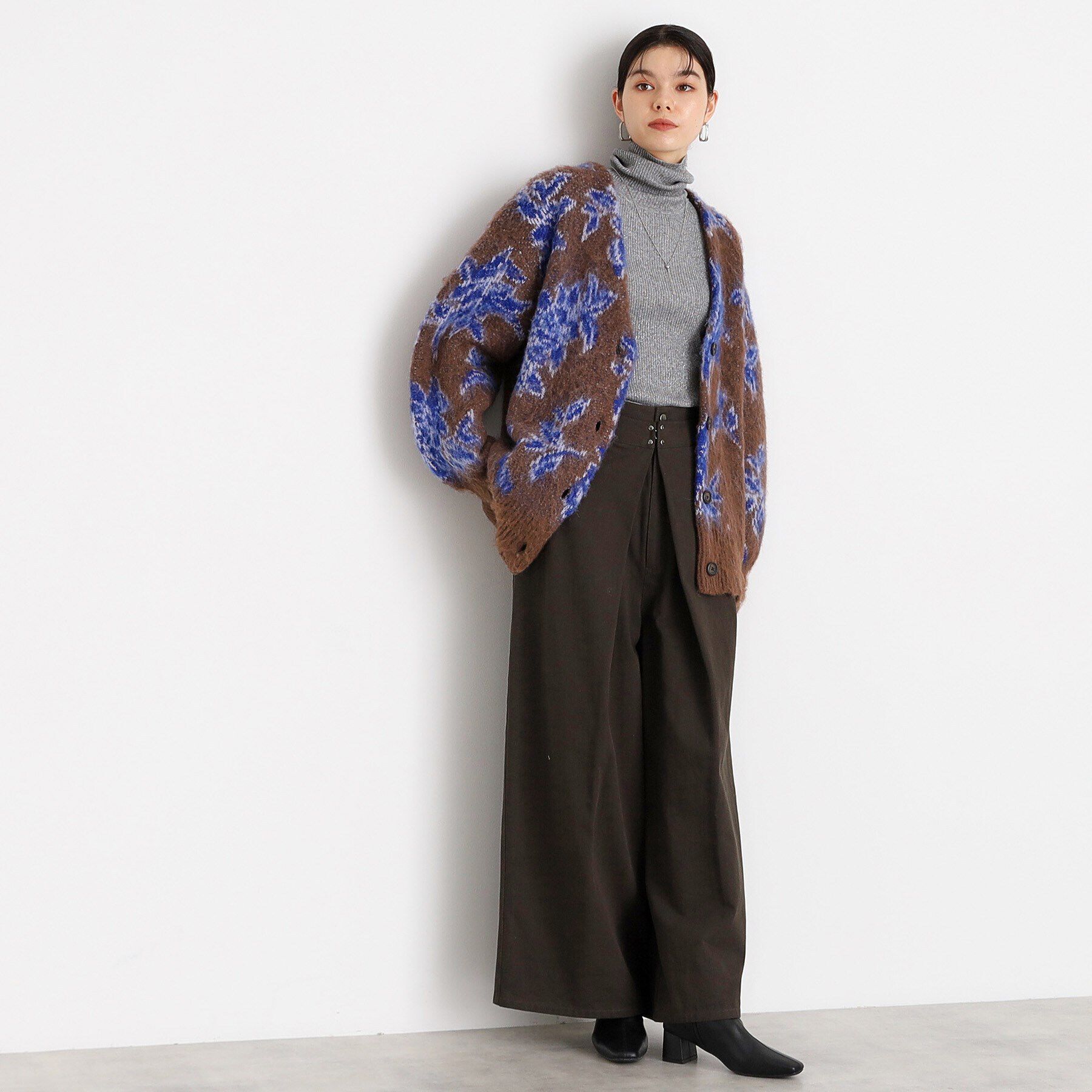 THE SHOP TK「【洗えるライトアウター】フラワージャカードカーディガン」|カーディガン|