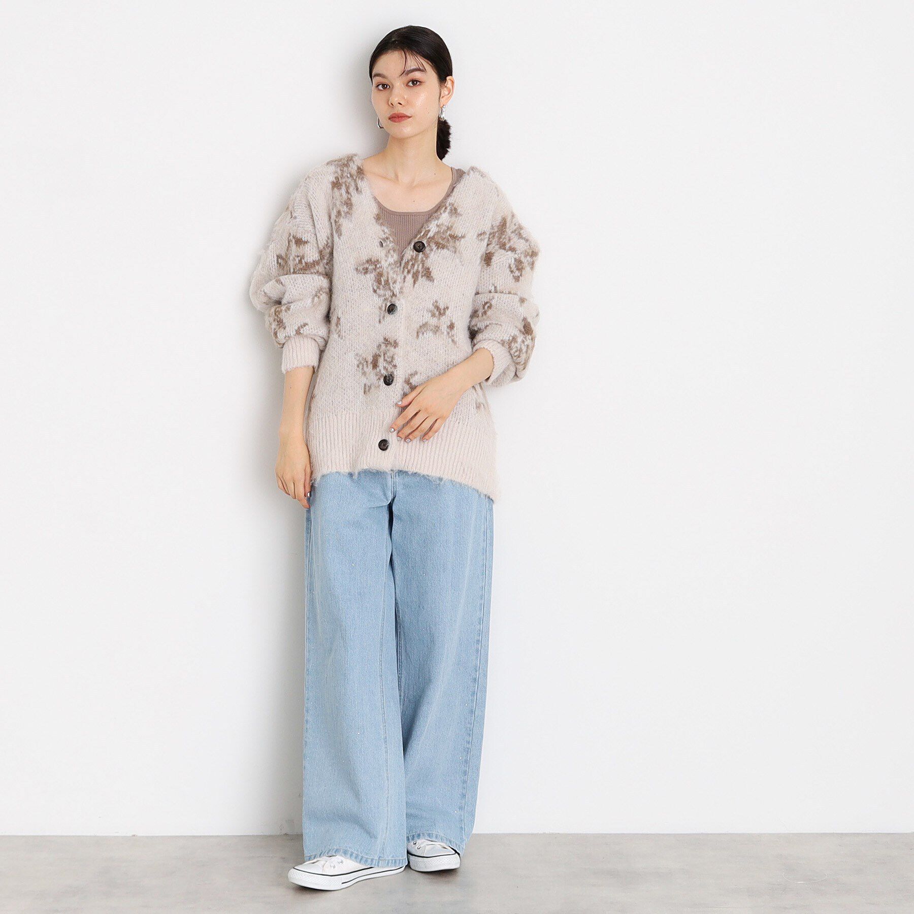 THE SHOP TK「【洗えるライトアウター】フラワージャカードカーディガン」|カーディガン|