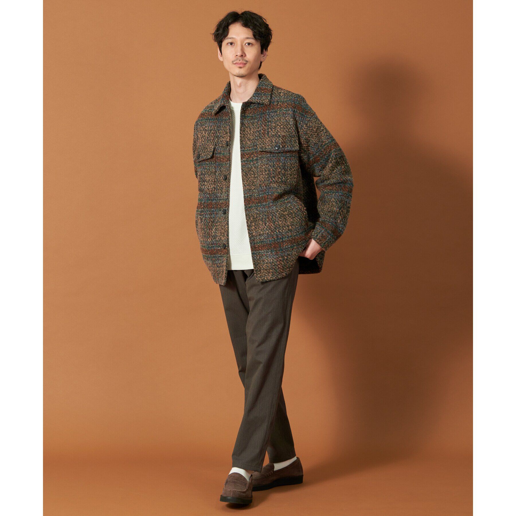 THE SHOP TK「チェック柄ツイードライクCPOジャケット」|ブルゾン・スタジャン|