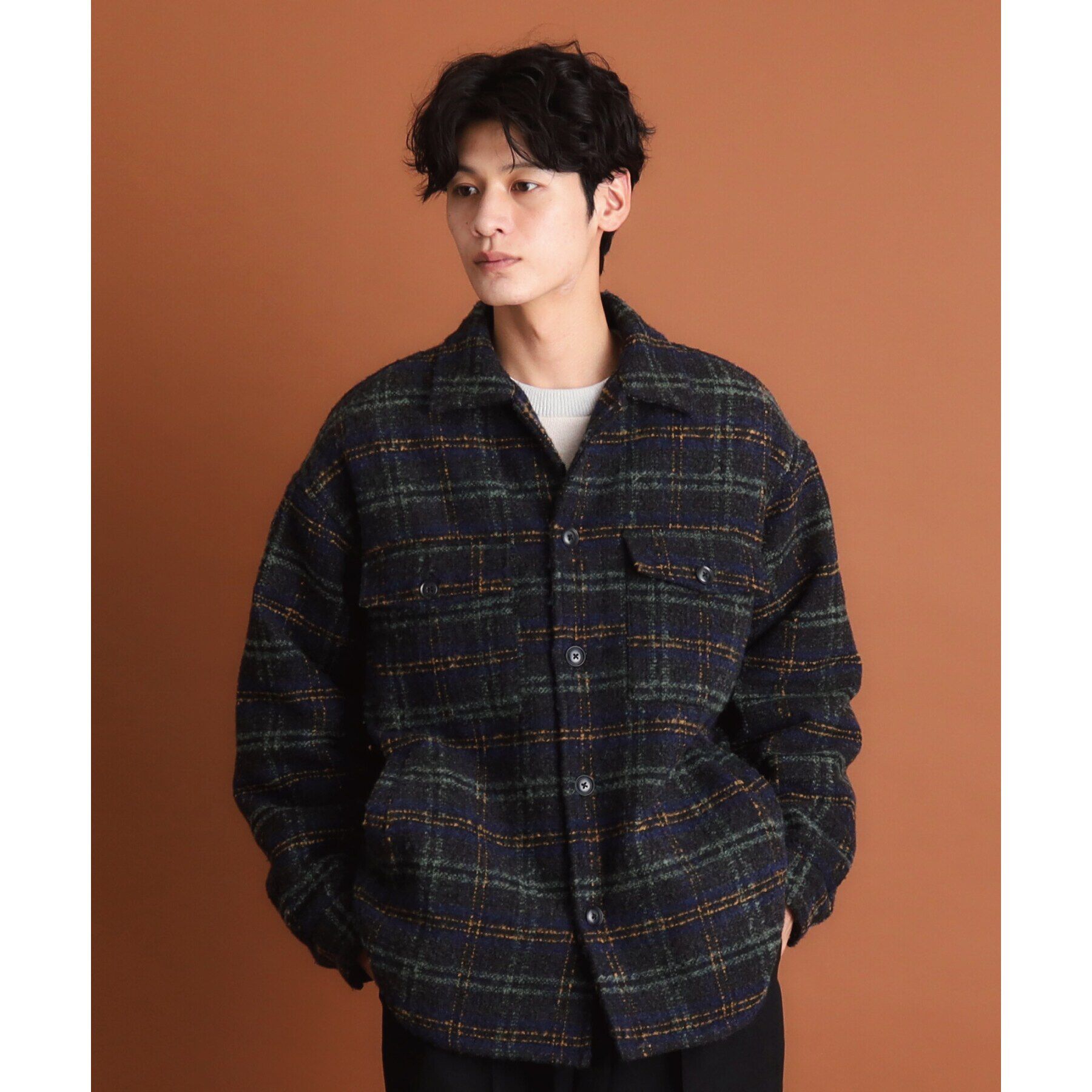 THE SHOP TK「チェック柄ツイードライクCPOジャケット」|ブルゾン・スタジャン|
