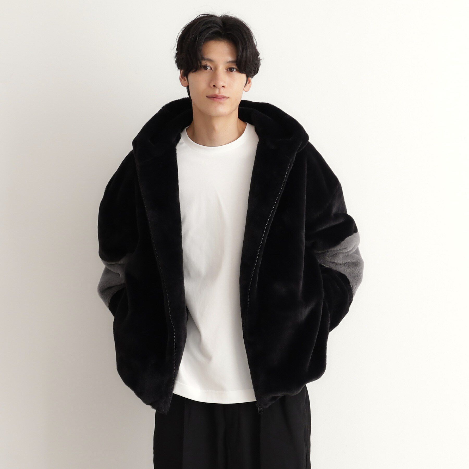 THE SHOP TK「フードフェイクファーブルゾン ユニセックス」|ブルゾン・スタジャン|