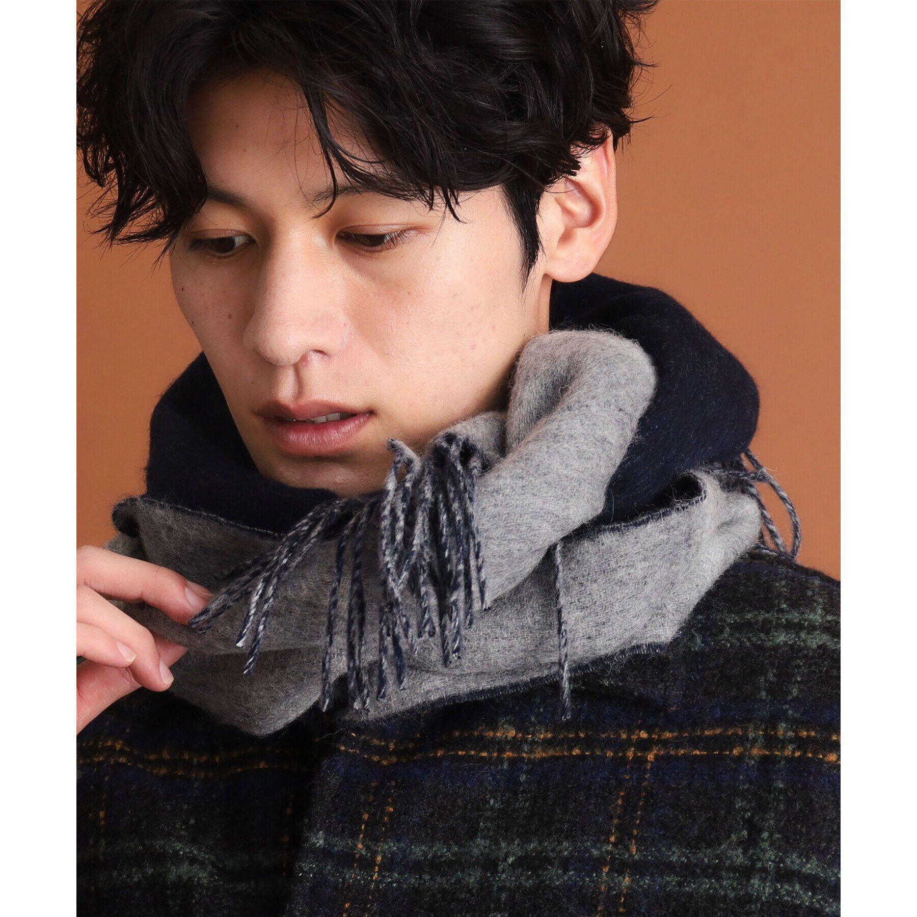 THE SHOP TK「ウールリバーシブルマフラー ビジネス兼用 ／ チェック ／ へリンボン」|ストール|