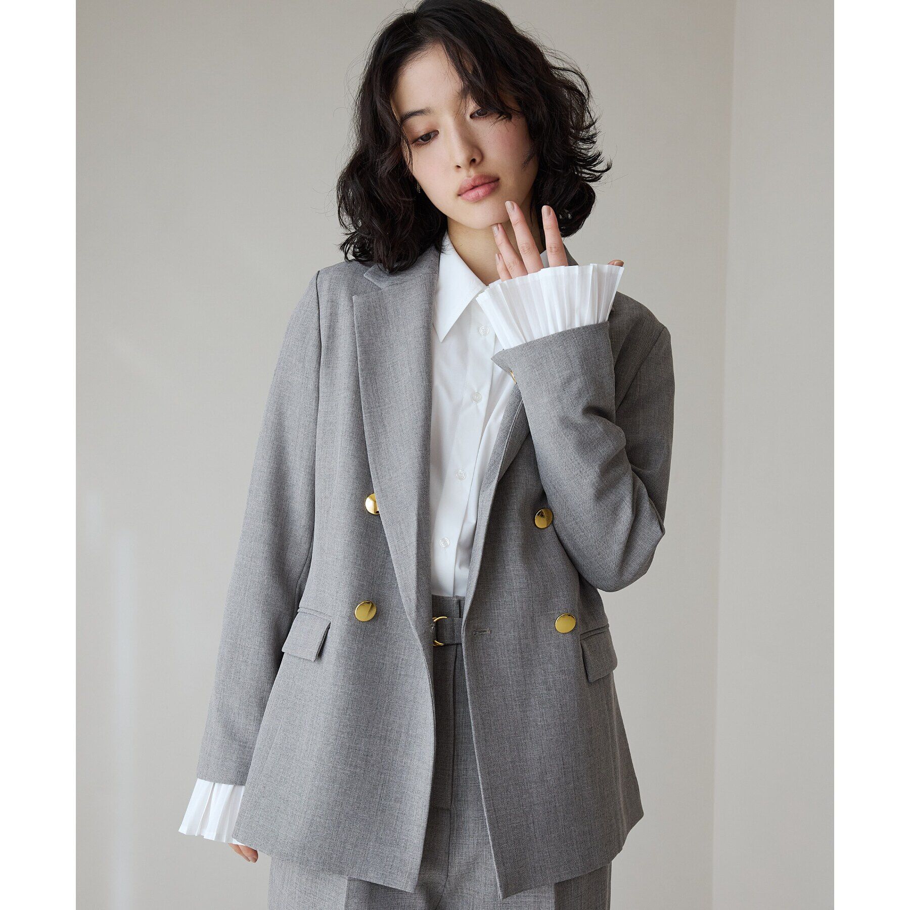 THE SHOP TK「【ONOFF活躍／セレモニー／通勤】CAVIAN Wブレストジャケット／洗える」|テーラードジャケット|