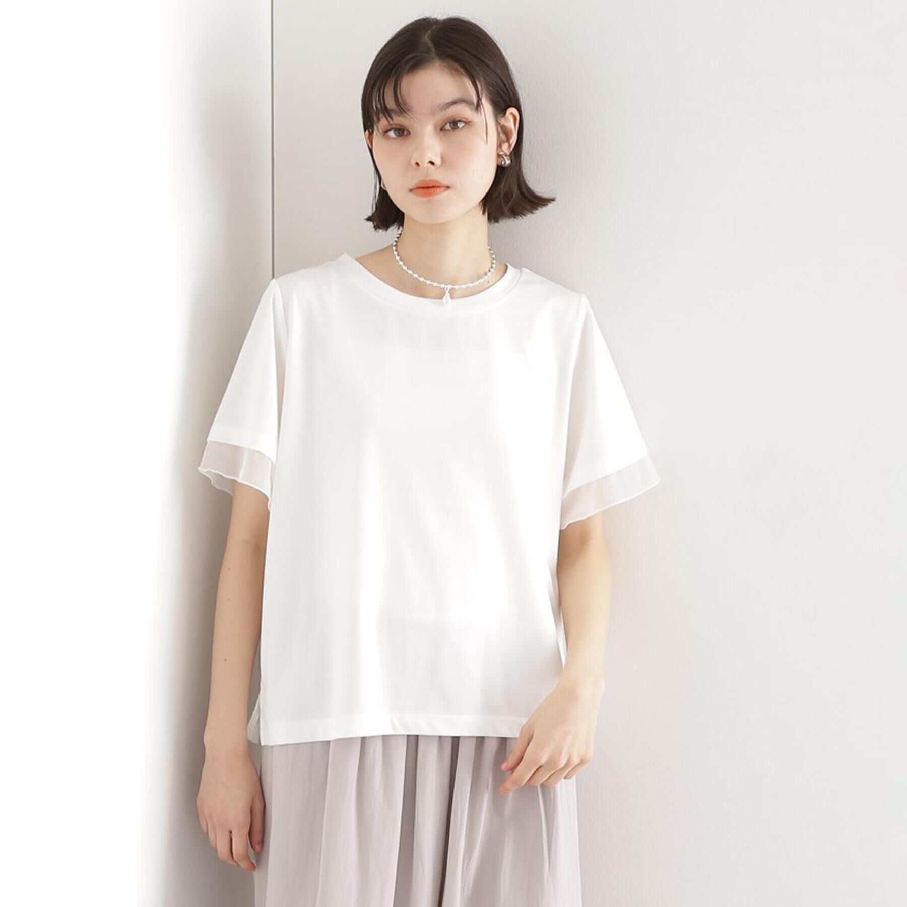 THE SHOP TK「袖シアーTシャツ【接触冷感/洗濯機OK】」|Tシャツ・カットソー|