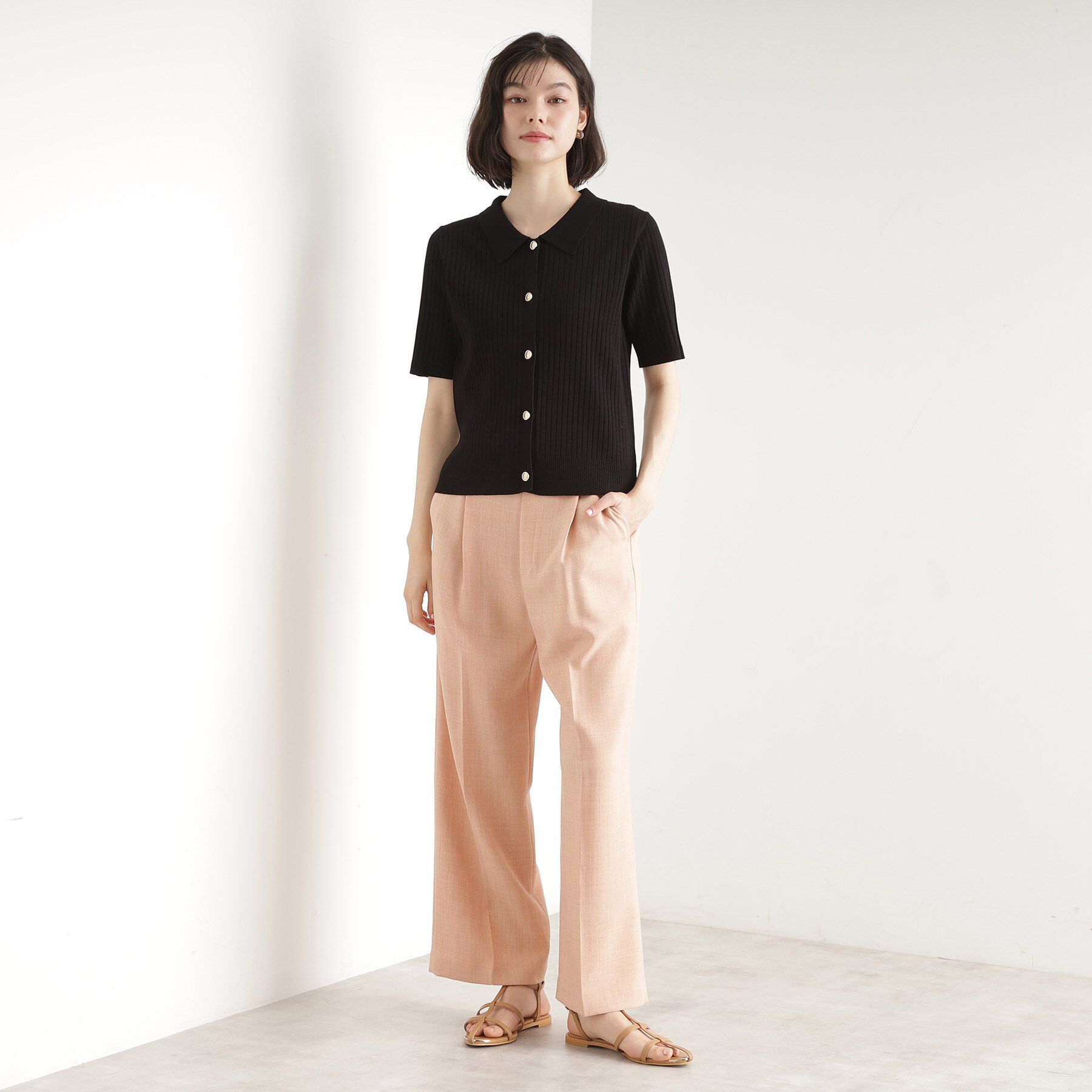 THE SHOP TK「リブニットポロシャツ【洗濯機OK】」|ニット・セーター|