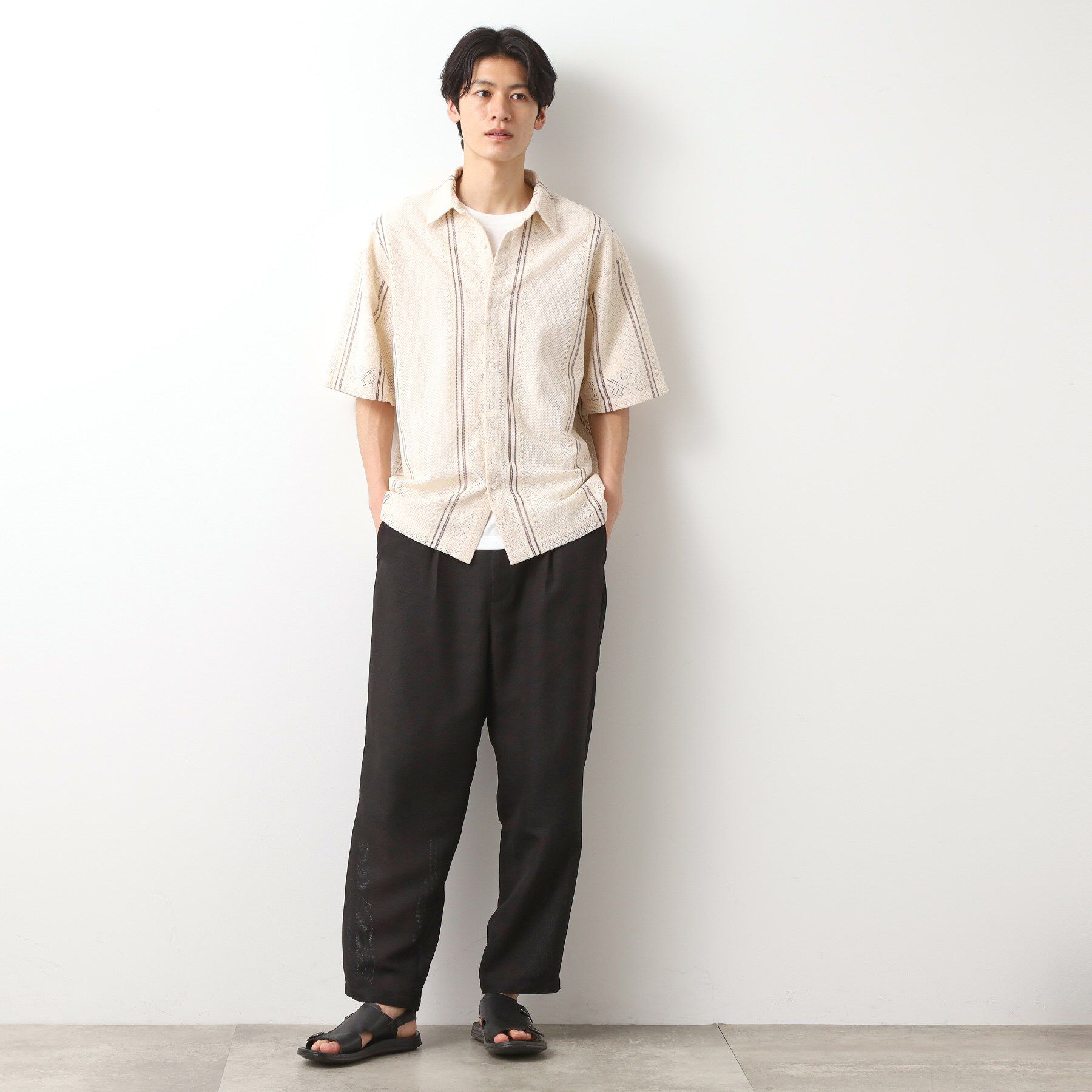 THE SHOP TK「クラフトレースアンサンブルシャツ【半袖Tシャツセットアイテム/オーバーサイズ/洗濯機OK】」|シャツ・ブラウス|