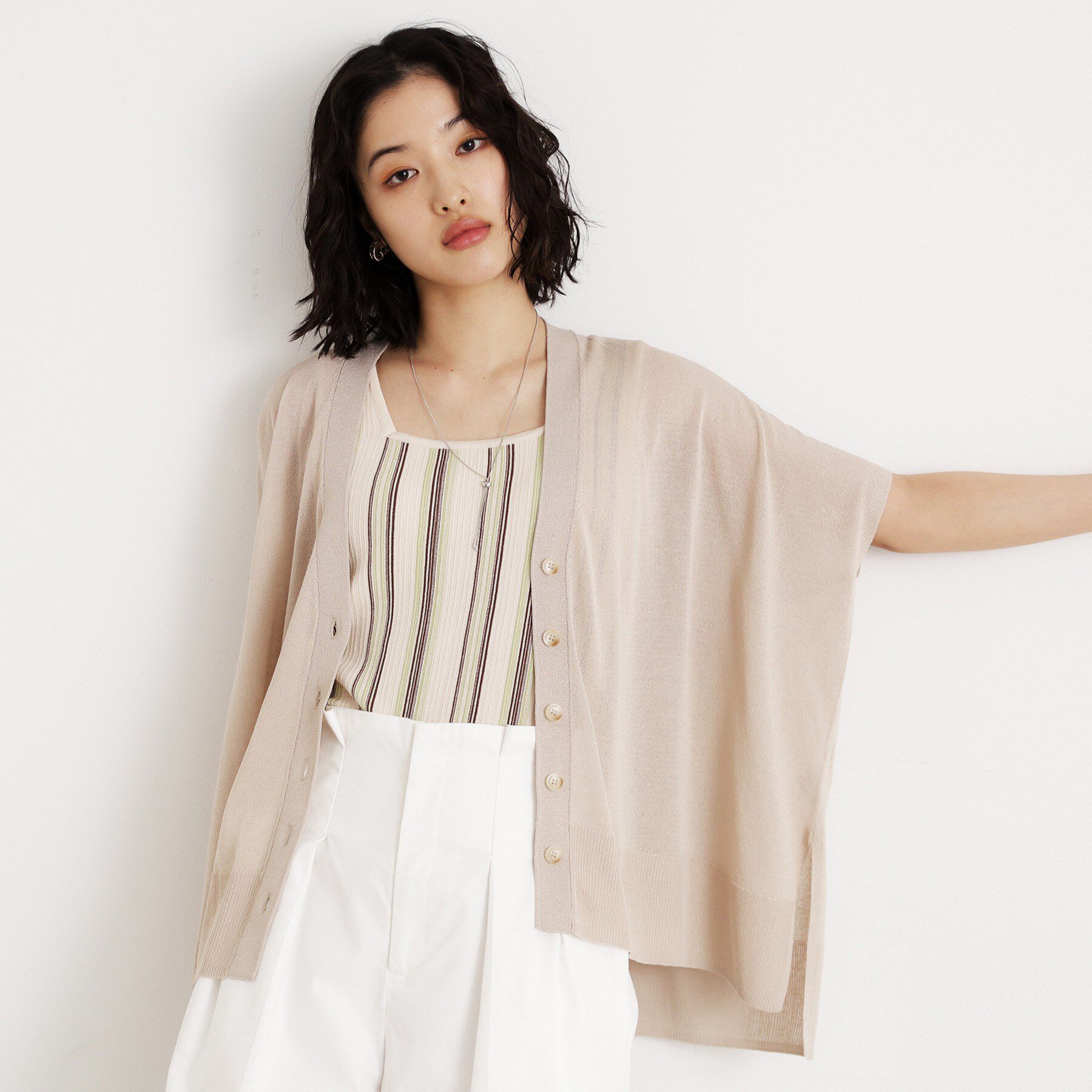 THE SHOP TK「ポンチョカーディガン【洗える/体型カバー】」|カーディガン|グレージュ(050)