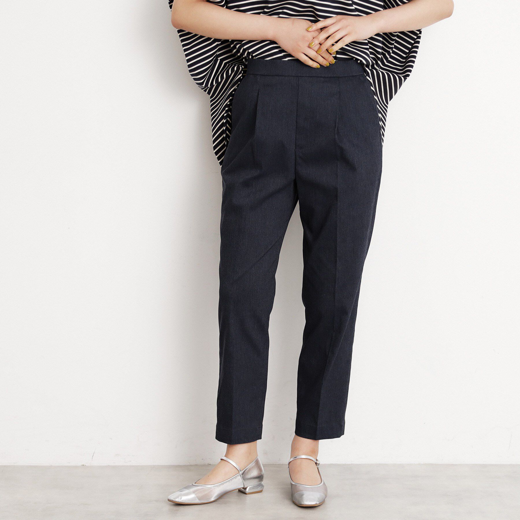 THE SHOP TK「【XS-XLサイズ/美シルエット】ハイパーストレッチテーパードパンツ/接触冷感/洗える」|その他|ブルー(093)