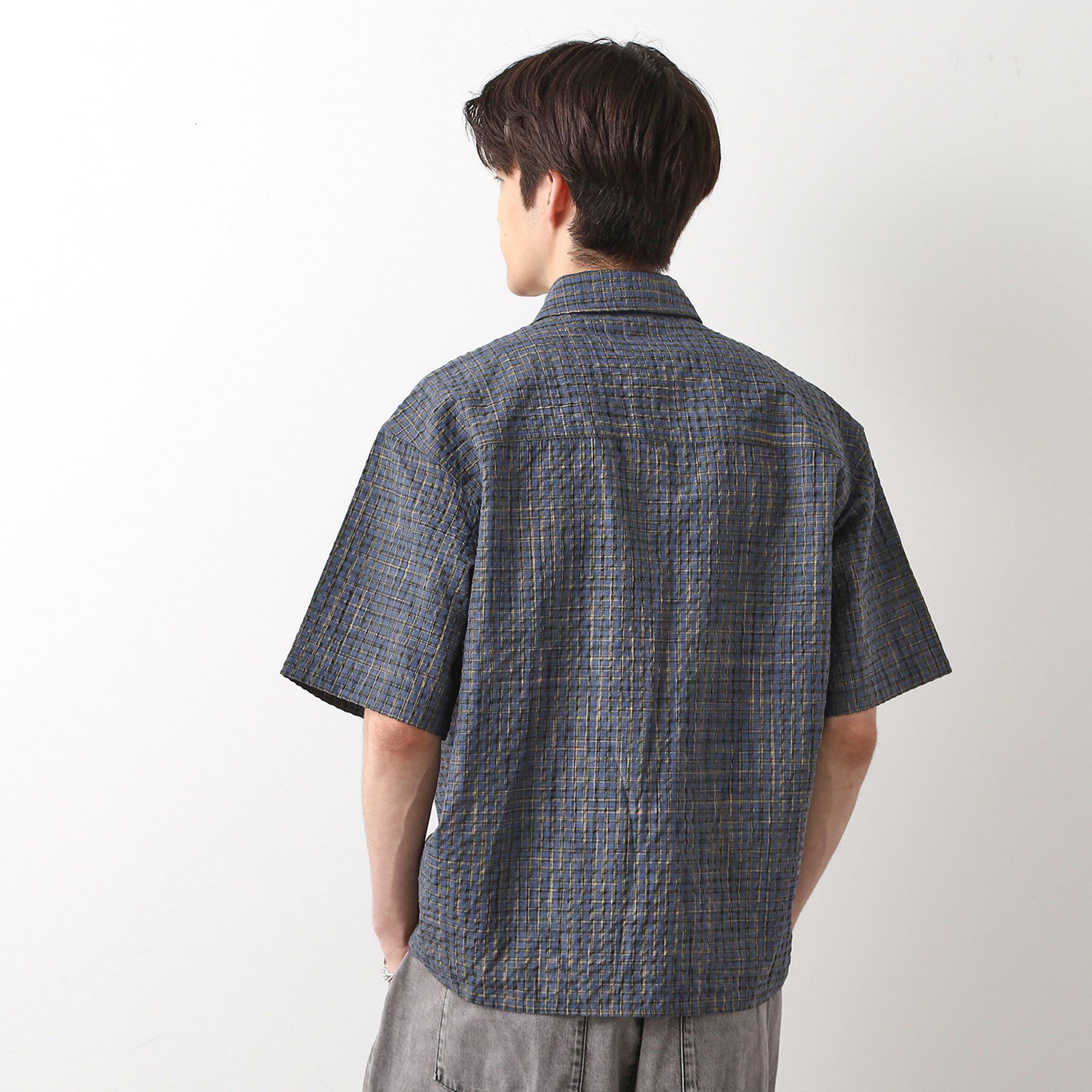 THE SHOP TK「シアサッカーチェックシャツ 【洗濯機OK】」|シャツ・ブラウス|