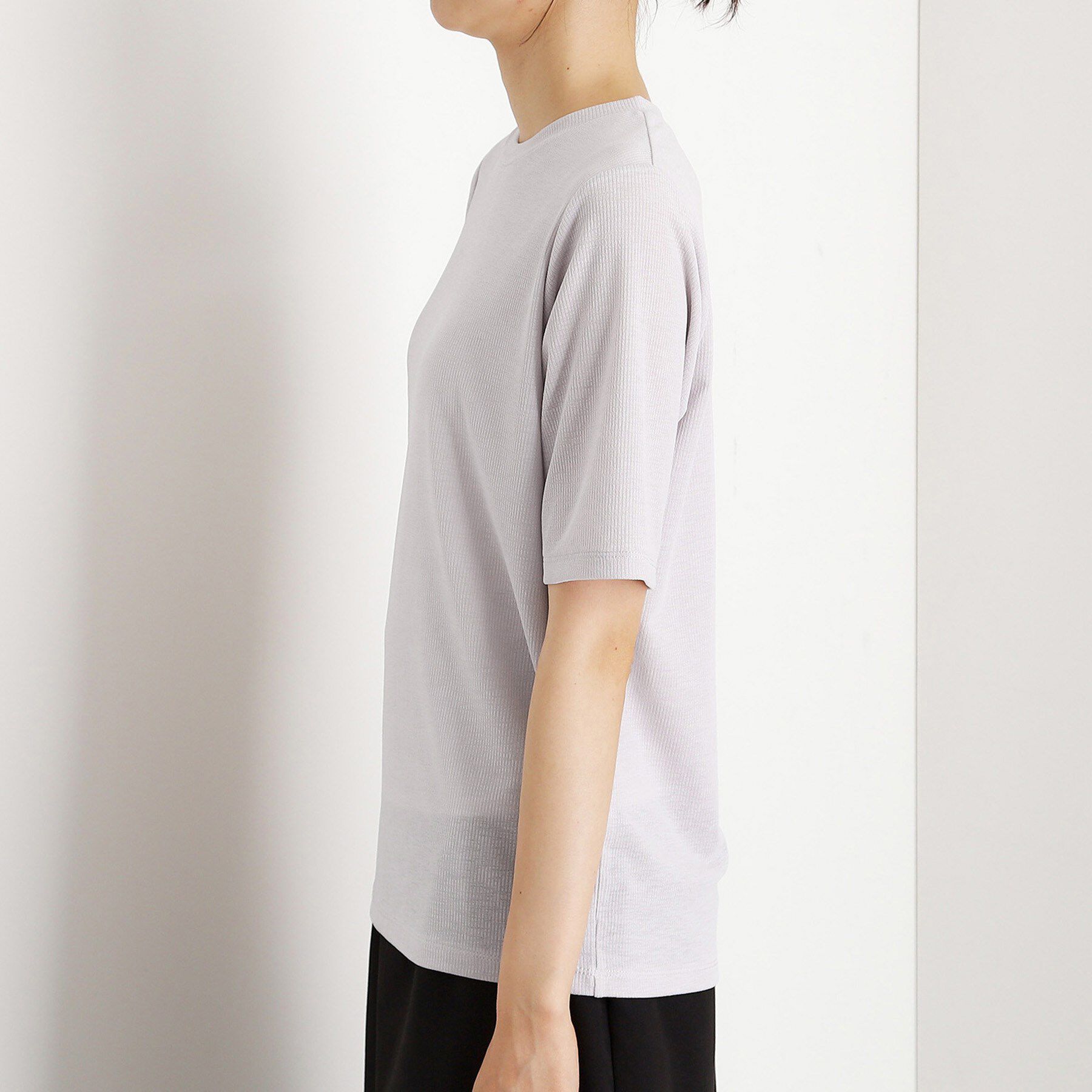 THE SHOP TK「5分袖シアーTシャツ【二の腕カバー/洗濯機OK】」|Tシャツ・カットソー|