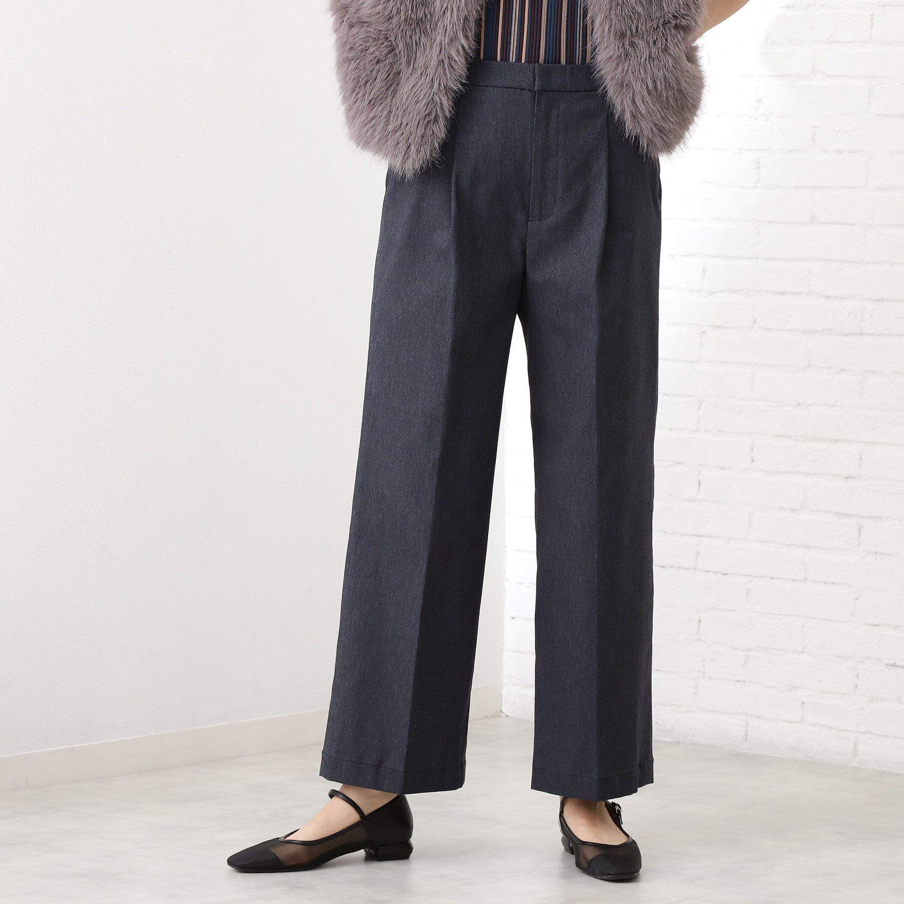 THE SHOP TK「【美脚見え】タックワイドパンツ【セットアップ可】」|その他|ネイビー(094)