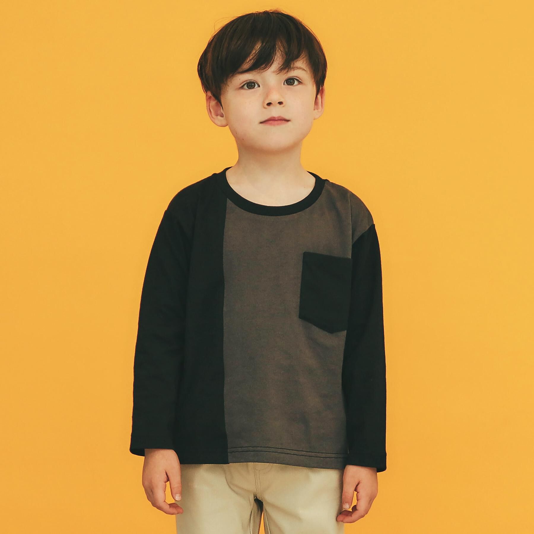 THE SHOP TK「【110-160/洗濯機OK】切り替え長袖Tシャツ」|Tシャツ・カットソー|