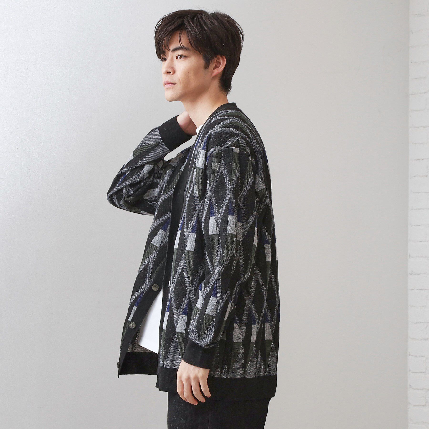 THE SHOP TK「【季節の変わり目に活躍】ニットカーディガン 選べる2デザイン(柄&無地)/洗濯機OK」|カーディガン|