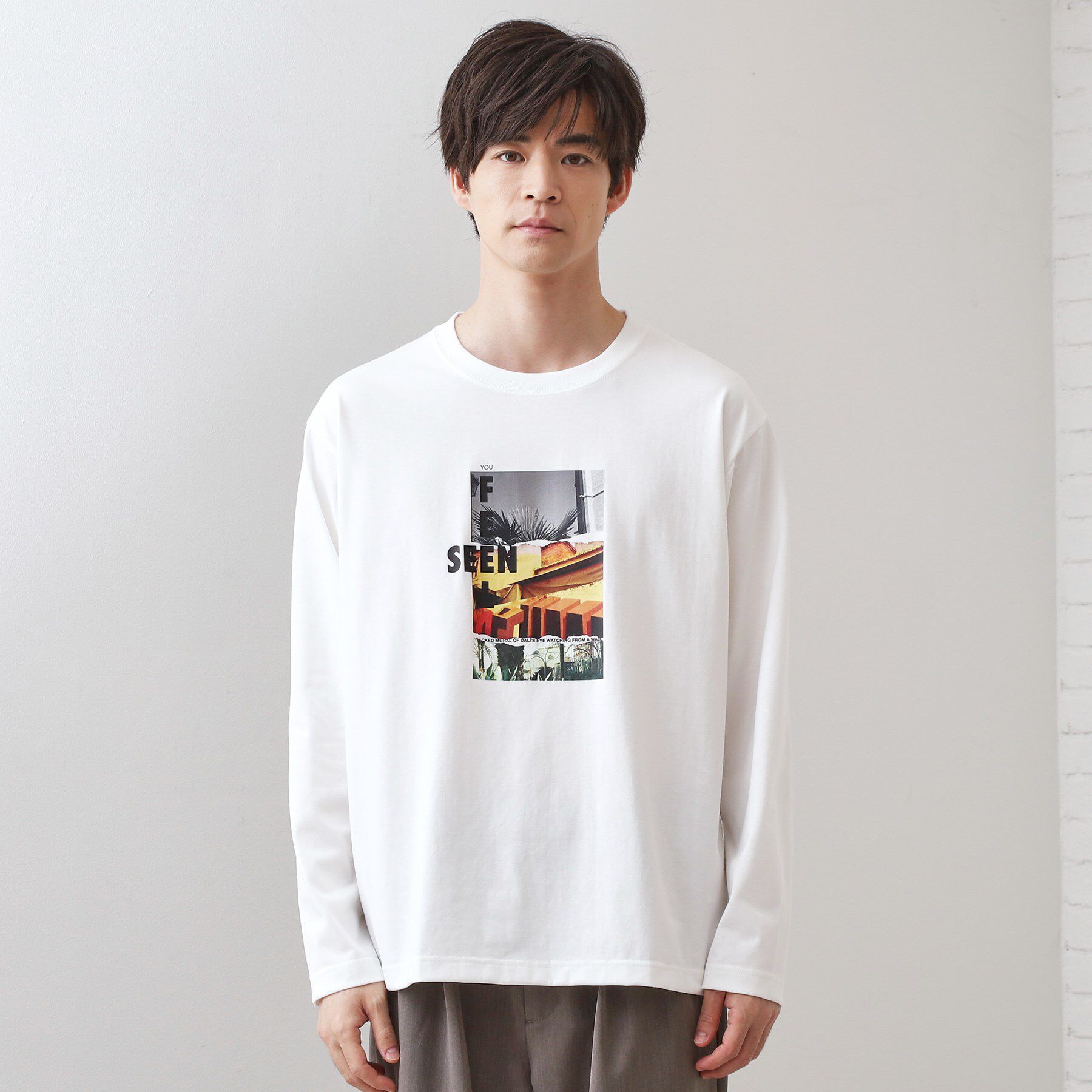 THE SHOP TK「フォトグラフプリント長袖Tシャツ【洗濯機OK】」|Tシャツ・カットソー|
