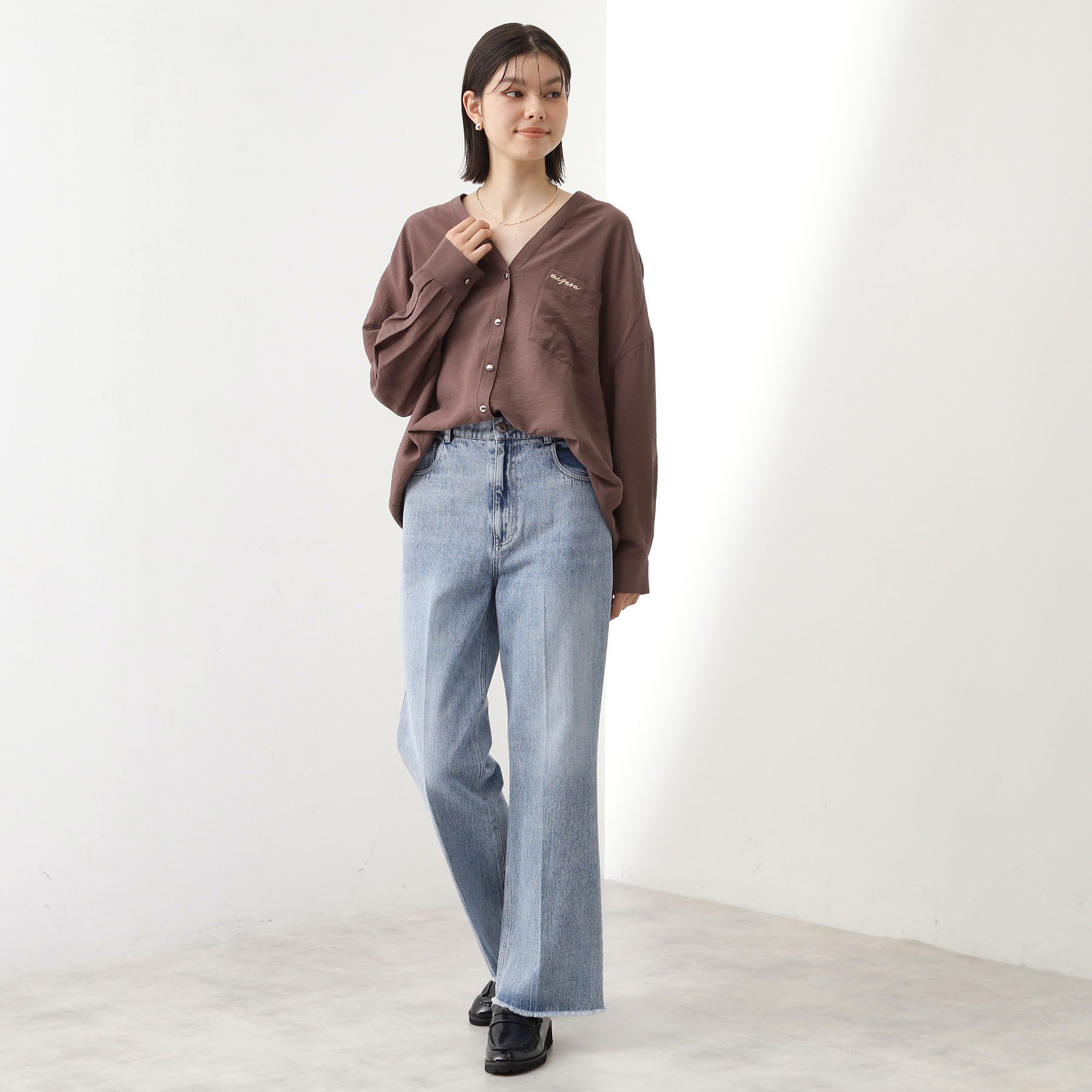 THE SHOP TK「デニムフレアパンツ【洗濯機可】」|デニム|