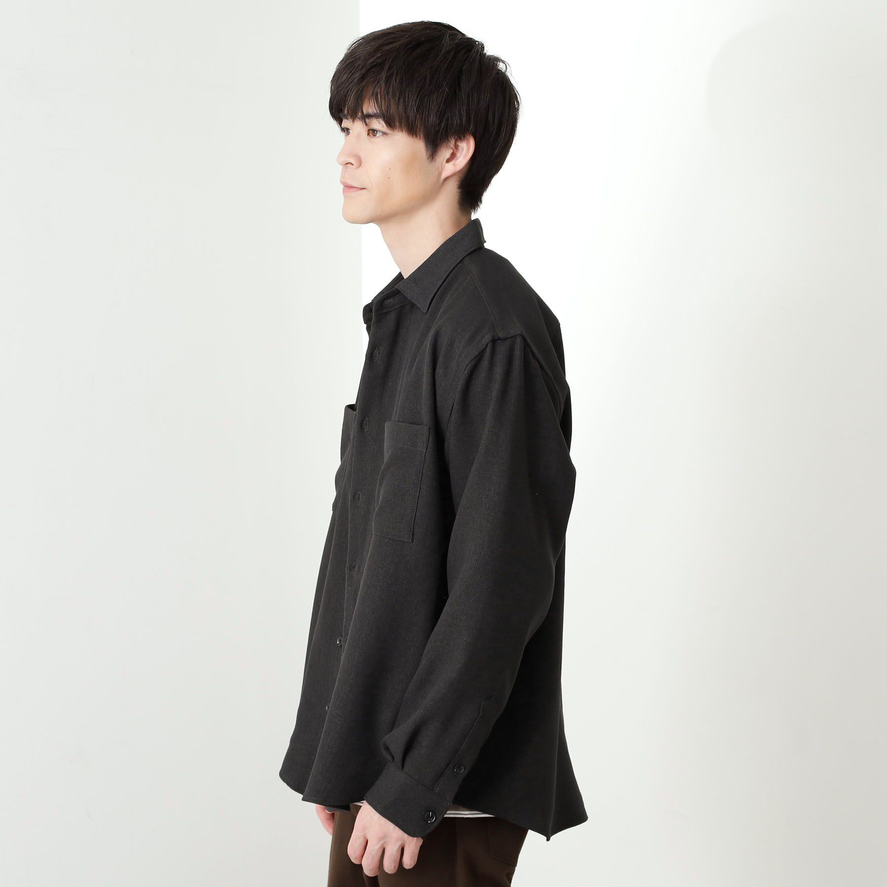 THE SHOP TK「【大人のきれいめカジュアルに】ウールライク長袖シャツ 洗濯機OK」|シャツ・ブラウス|