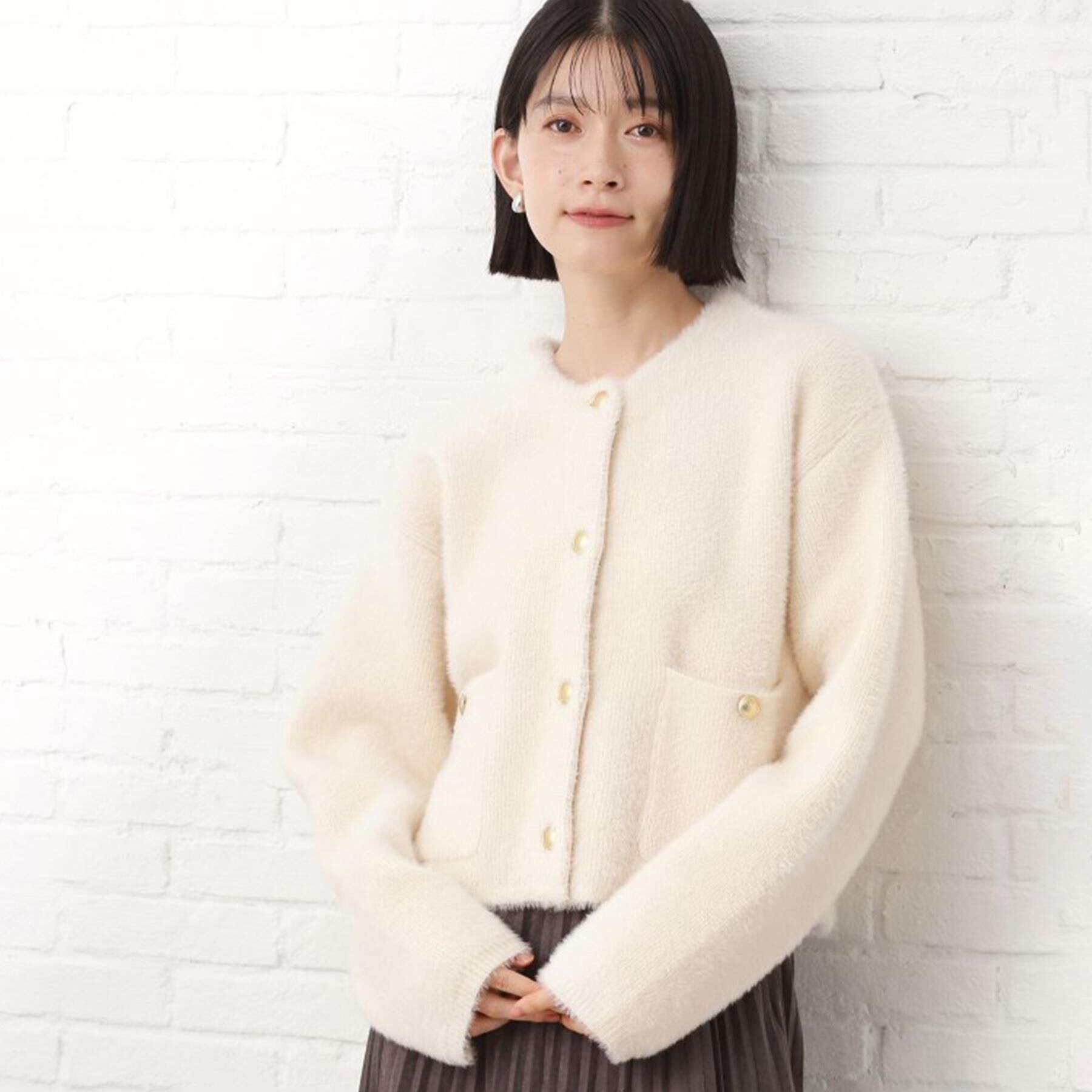 THE SHOP TK「【即戦力】ベロアフェザーカーディガン」|カーディガン|