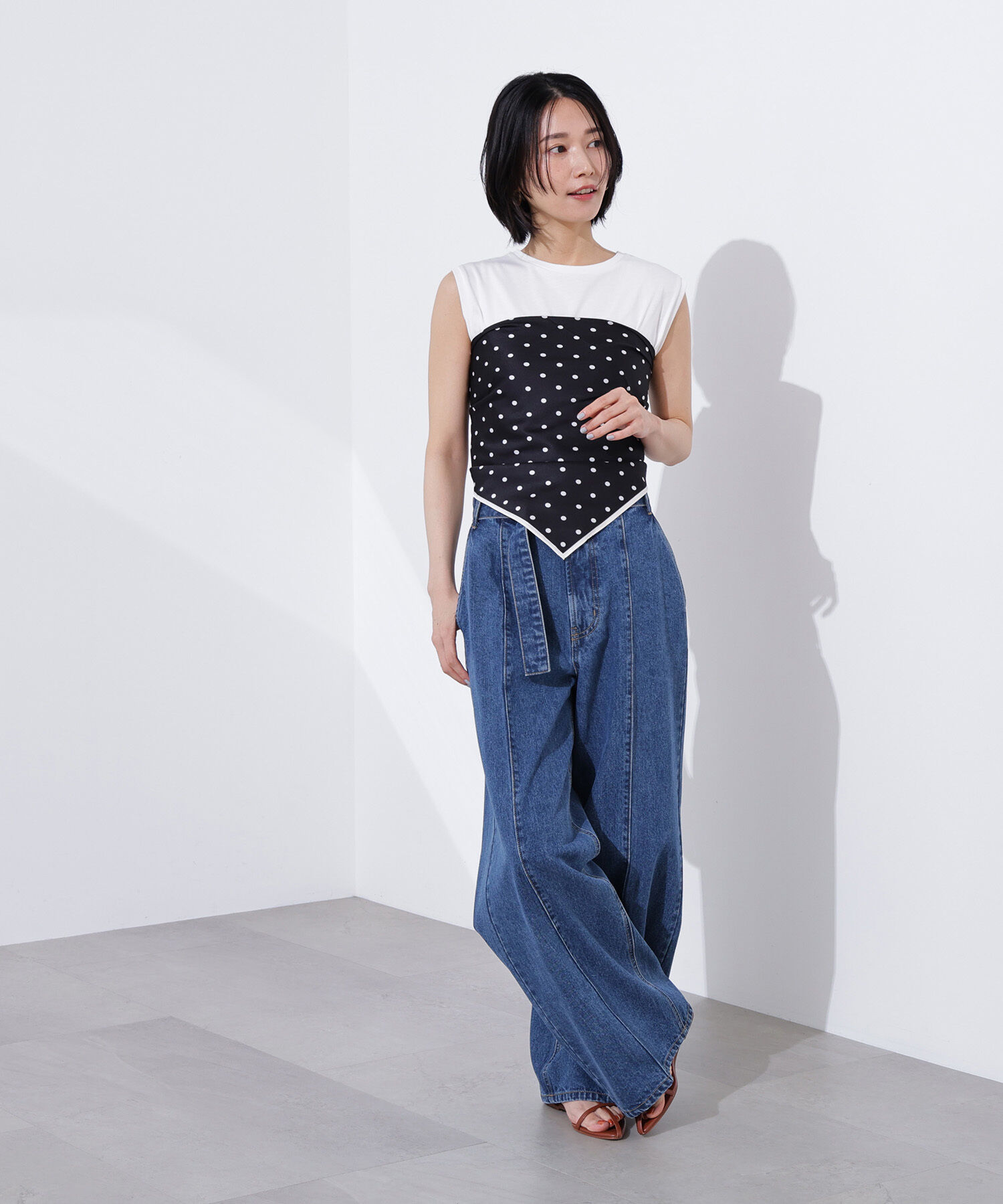  「ベルテッドワイドデニムパンツ」|その他|