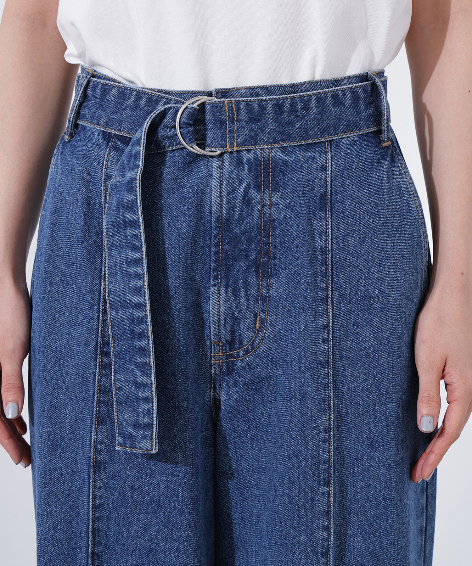  「ベルテッドワイドデニムパンツ」|その他|