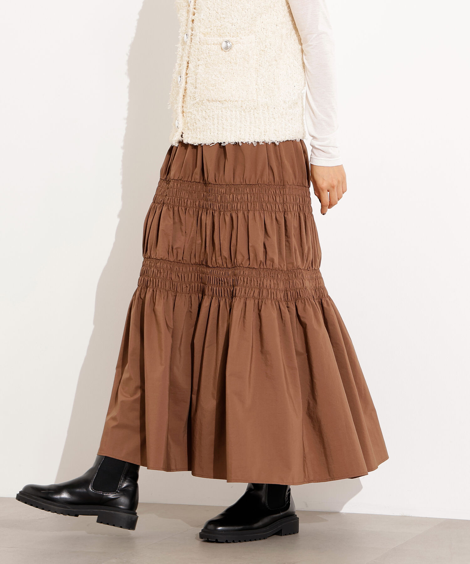  「シャーリングボリュームスカート」|スカート|