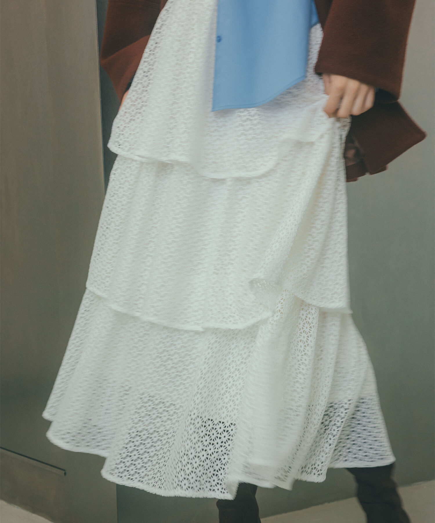  「ティアードレーススカート」|スカート|ホワイト