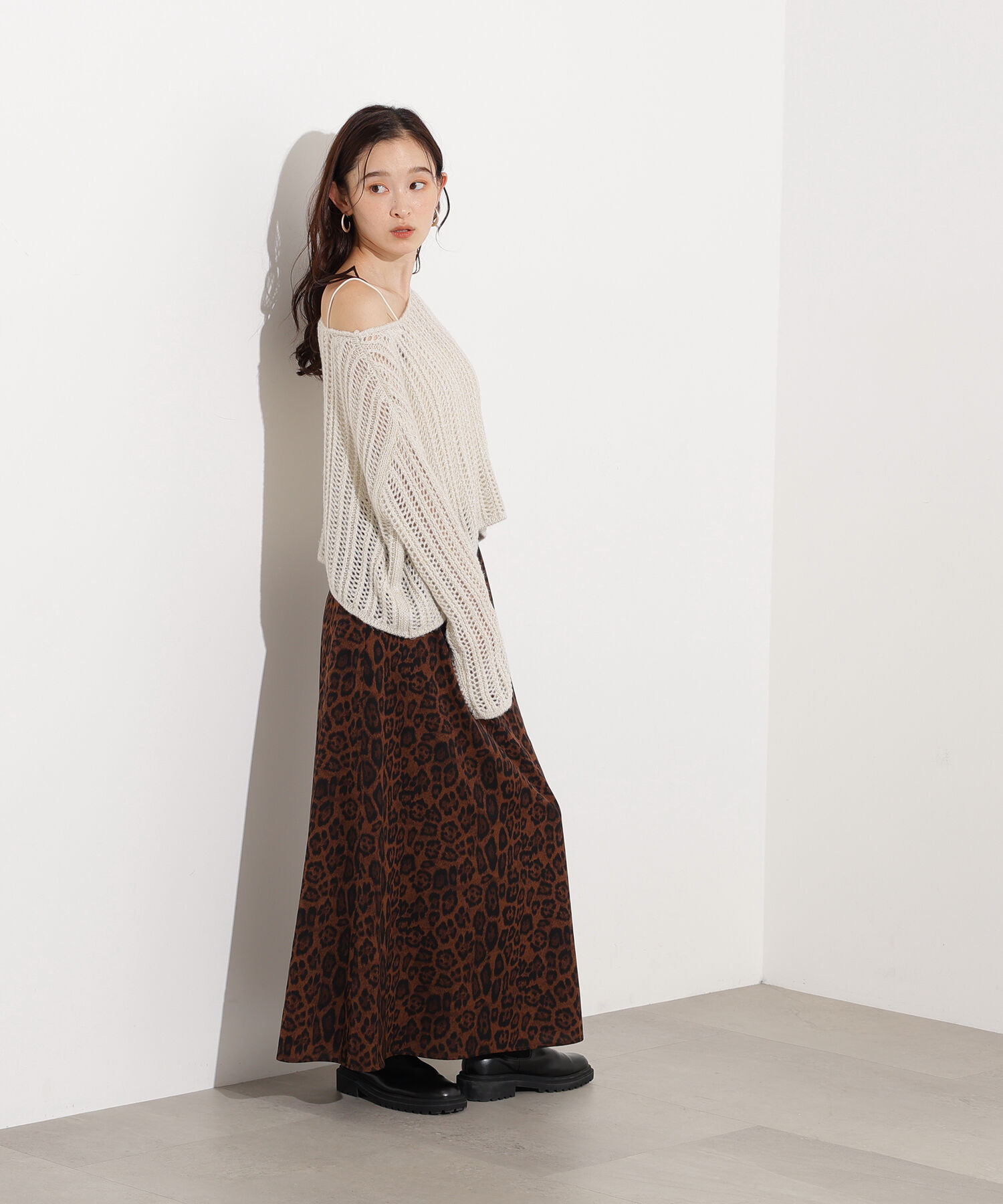  「レオパードナロースカート」|スカート|