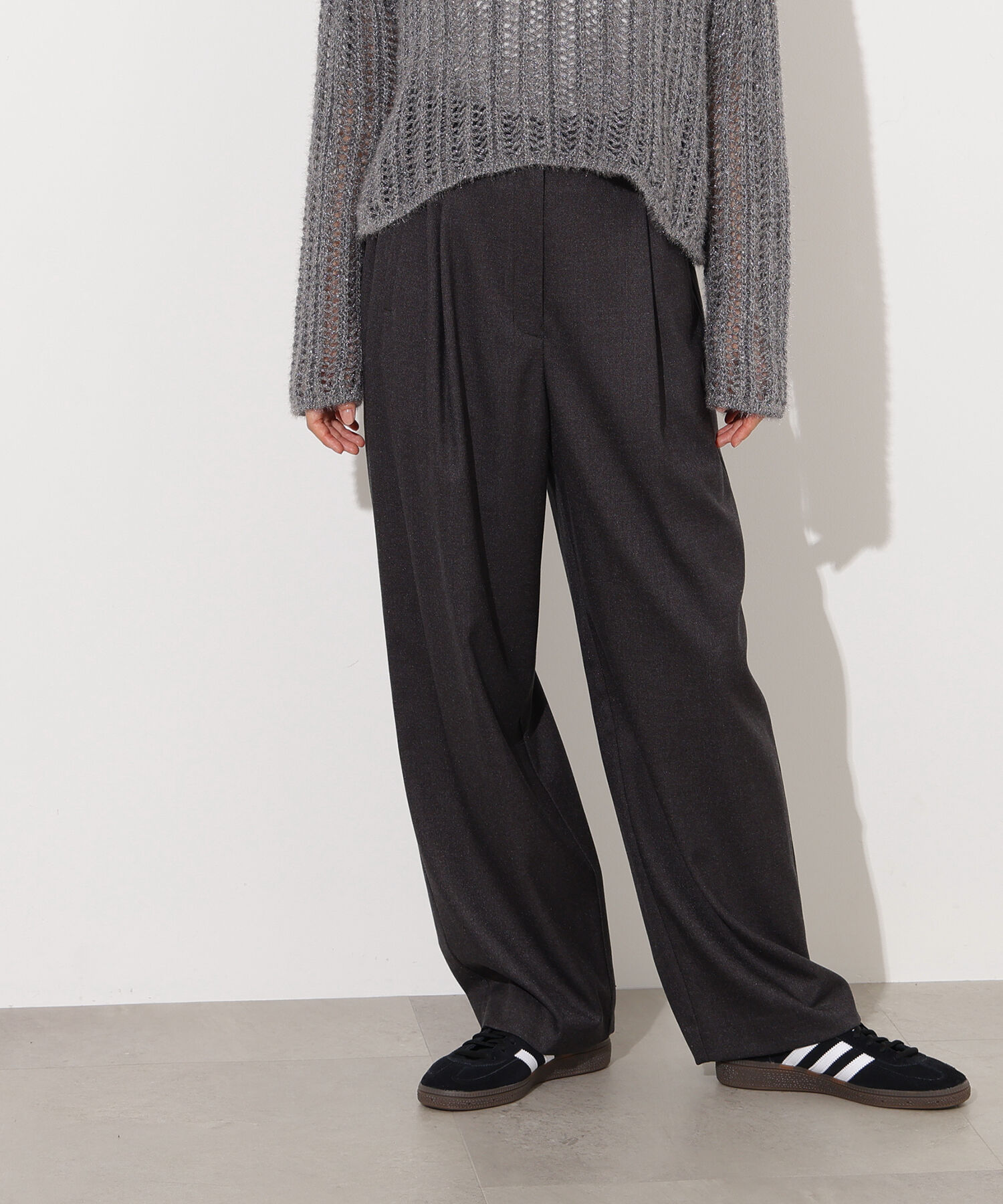  「リラックスタックワイドパンツ」|その他|チャコール2