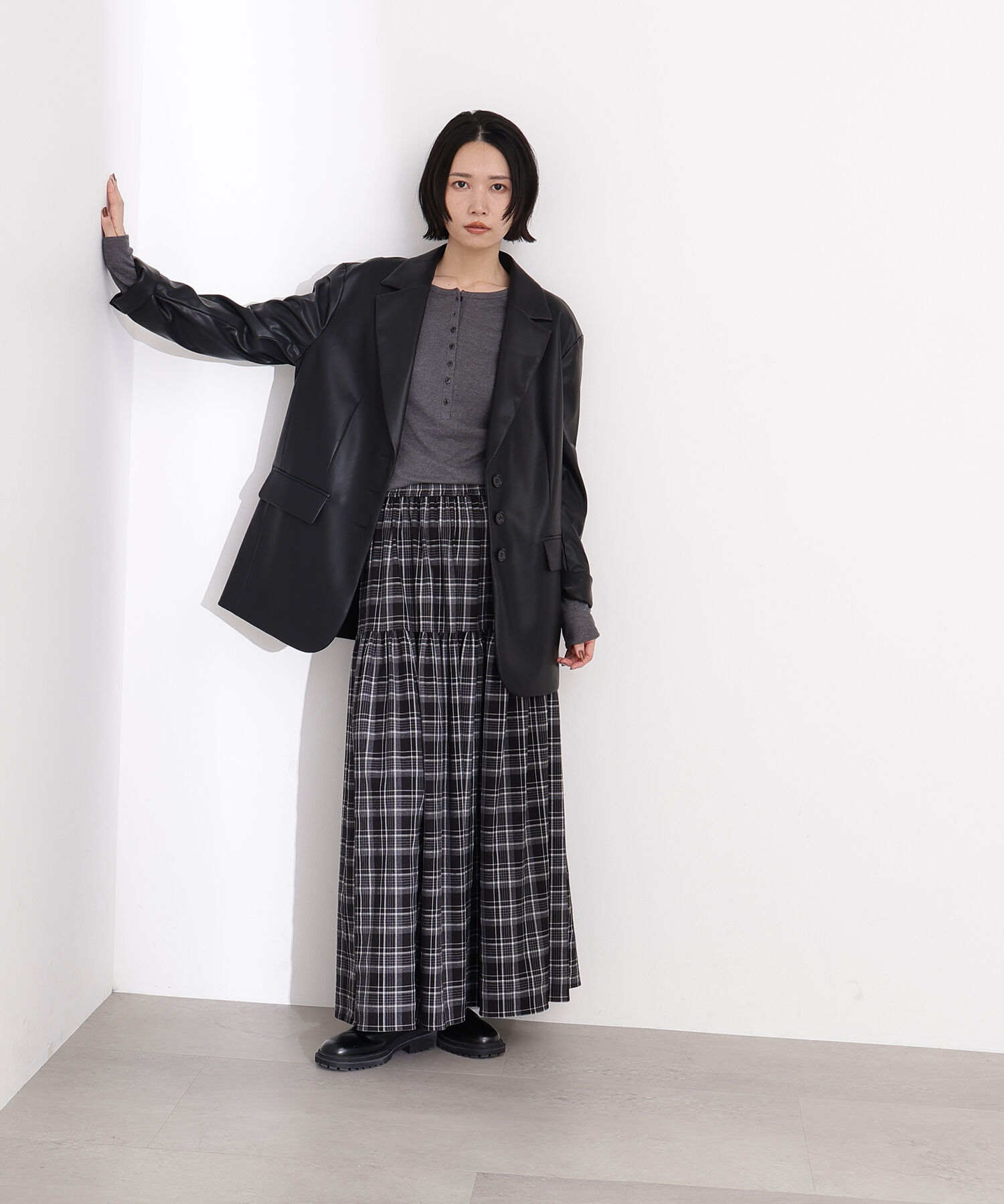  「チェックティアードスカート」|スカート|