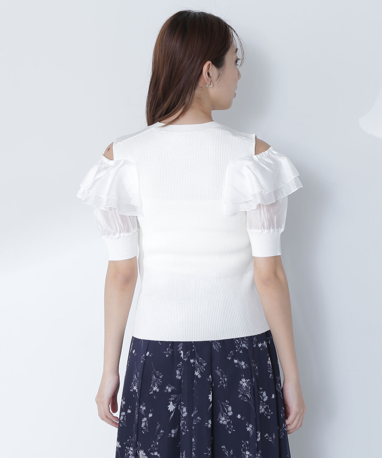  「ラッフルスリーブドッキングニット」|ニット・セーター|