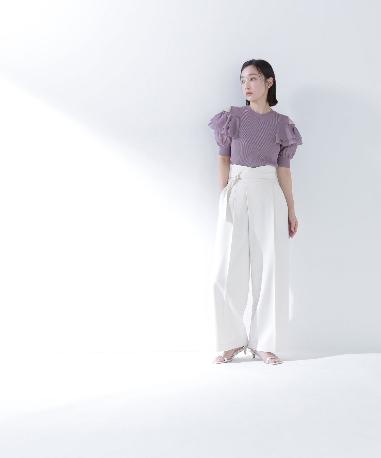  「ラッフルスリーブドッキングニット」|ニット・セーター|