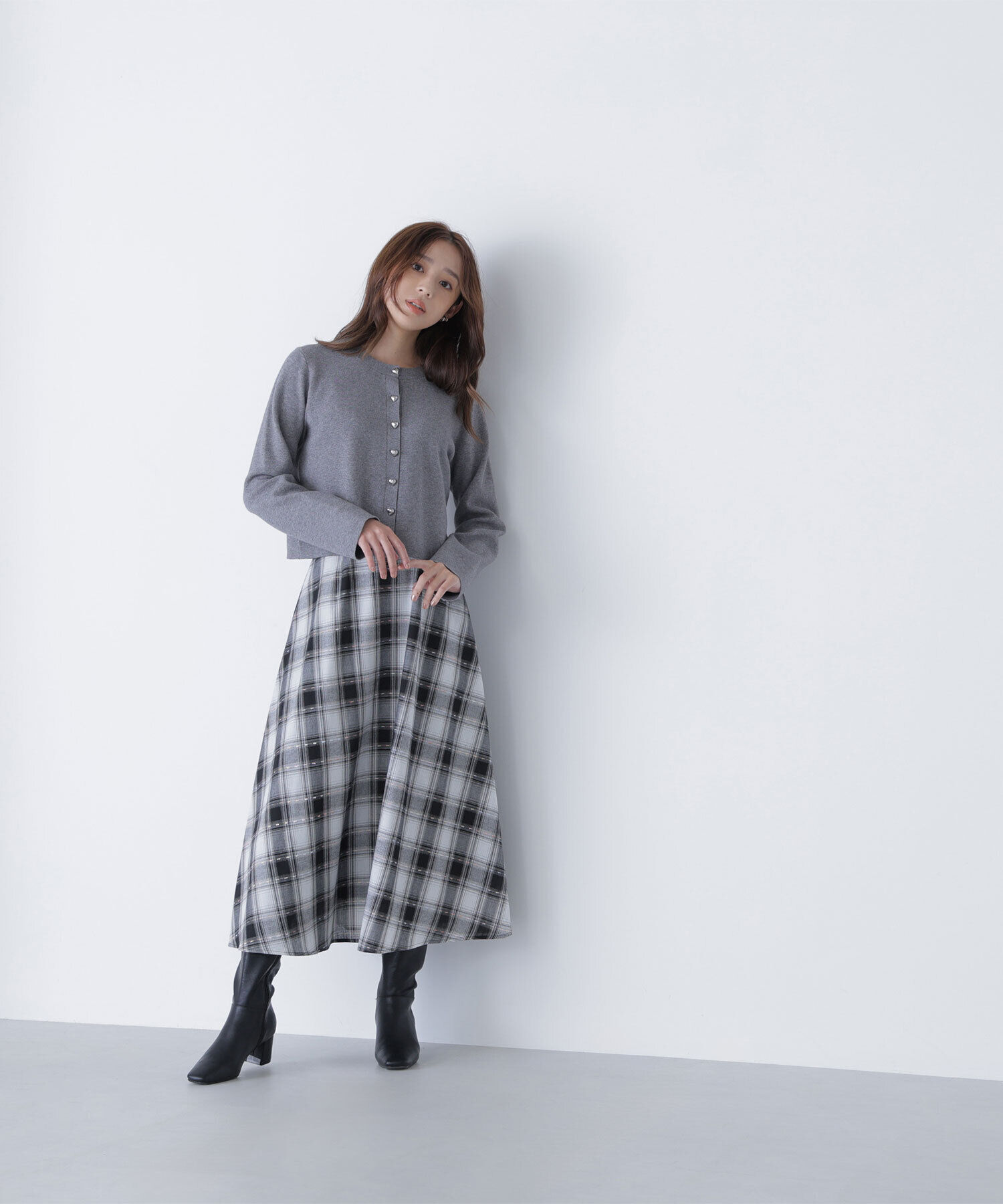  「ハートボタンニットジャケット」|ニット・セーター|