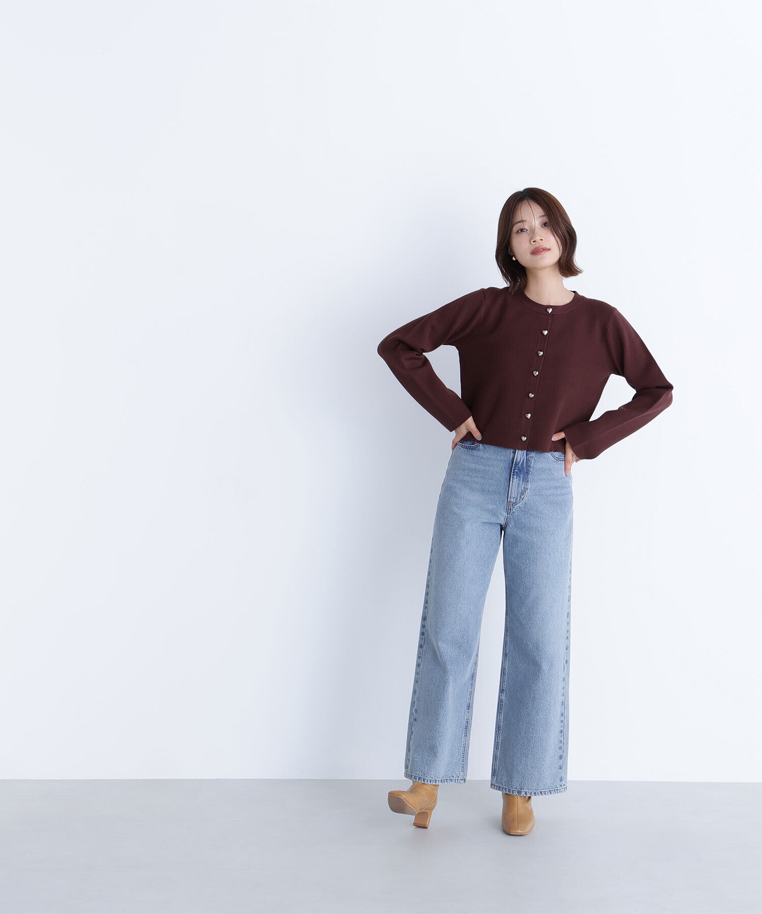  「ハートボタンニットジャケット」|ニット・セーター|