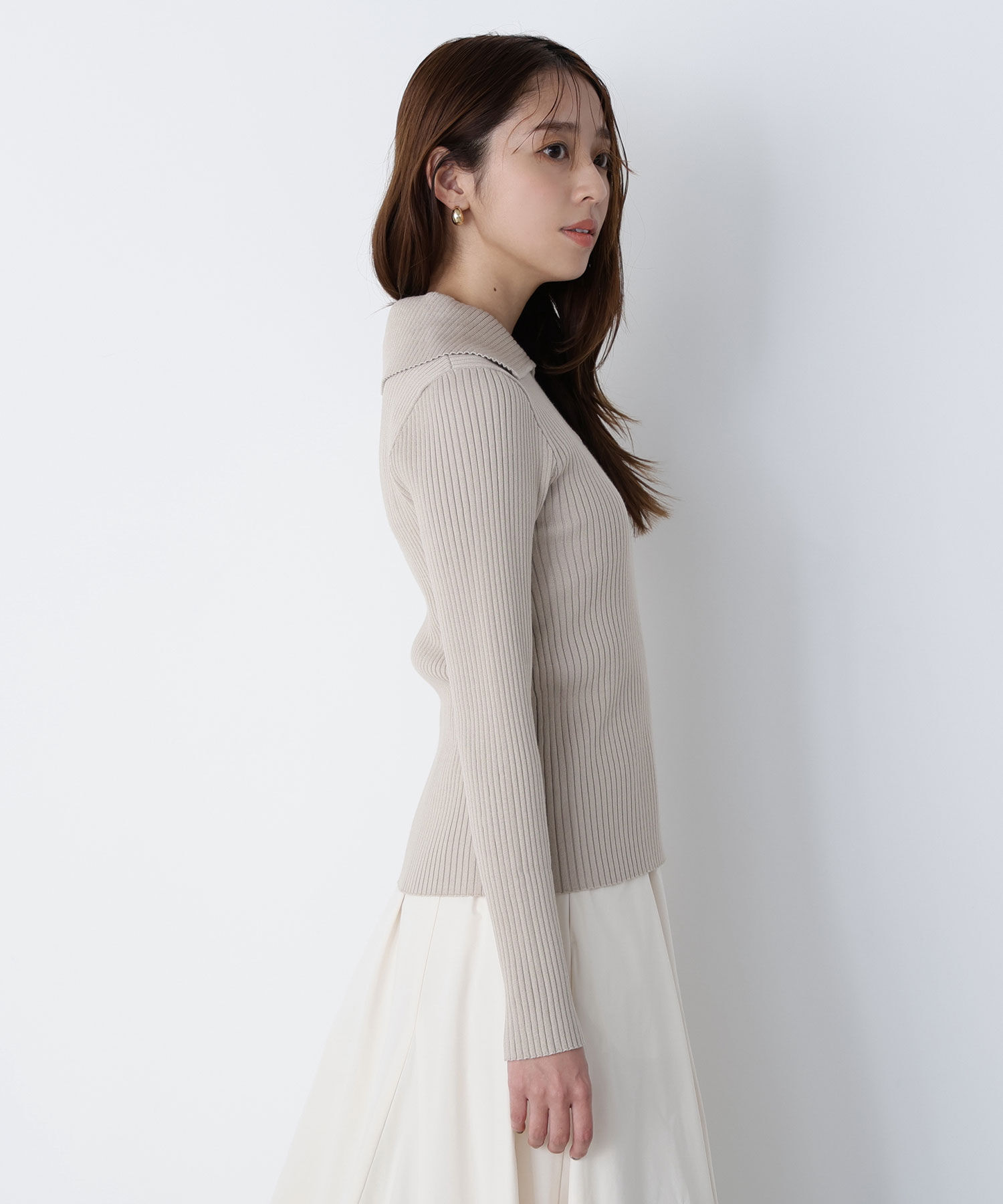  「襟付コンパクトリブニット」|ニット・セーター|