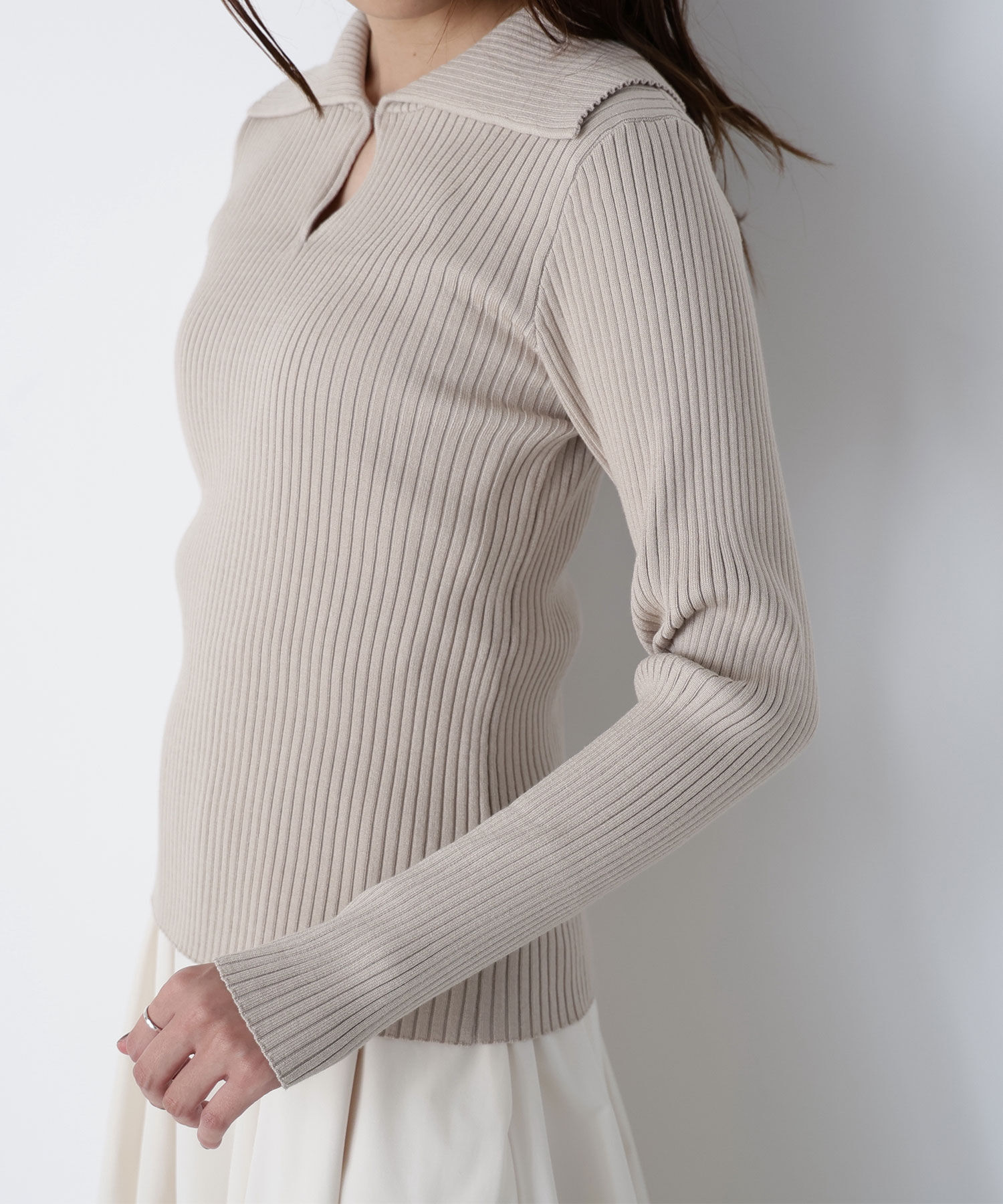  「襟付コンパクトリブニット」|ニット・セーター|