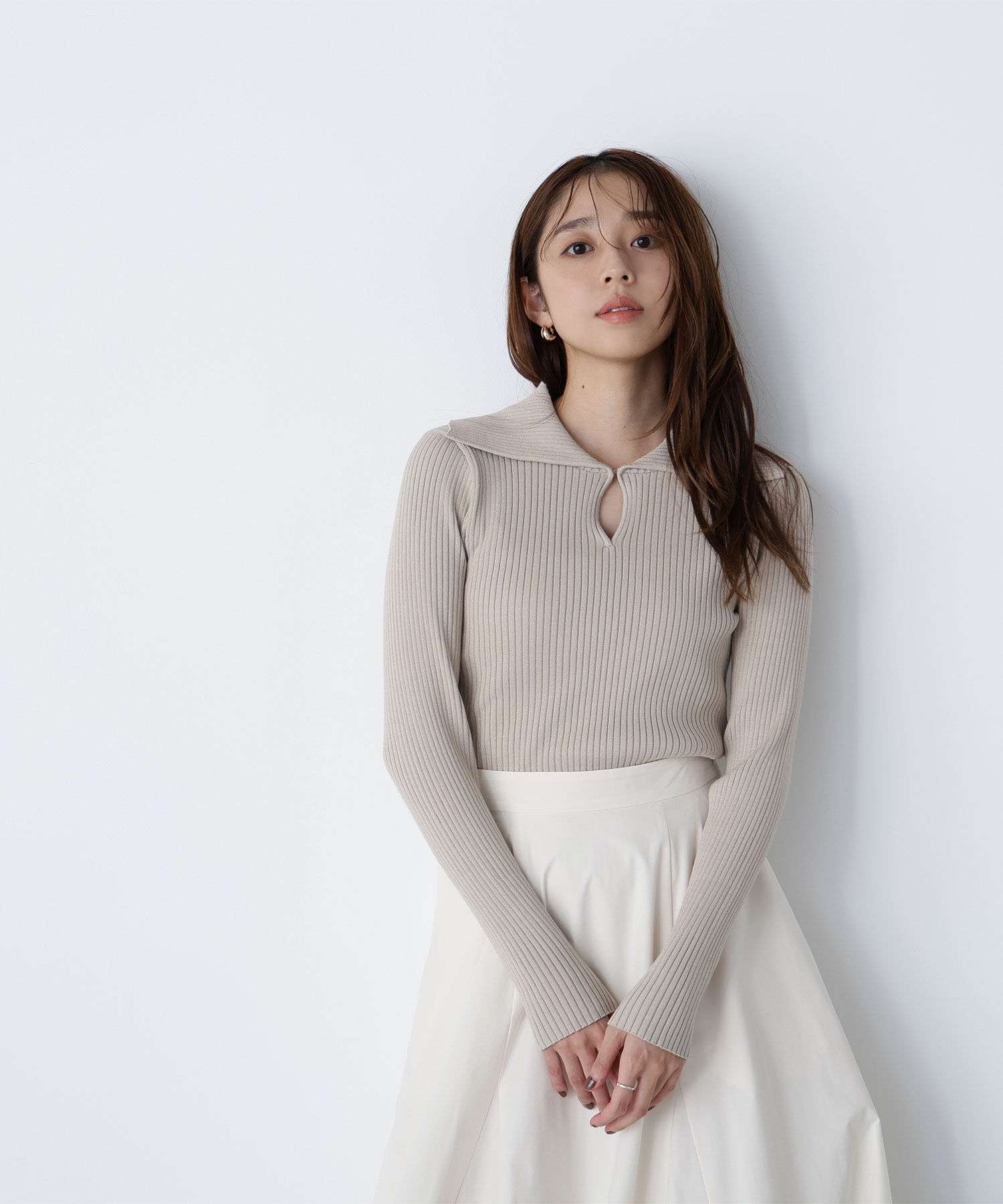  「襟付コンパクトリブニット」|ニット・セーター|