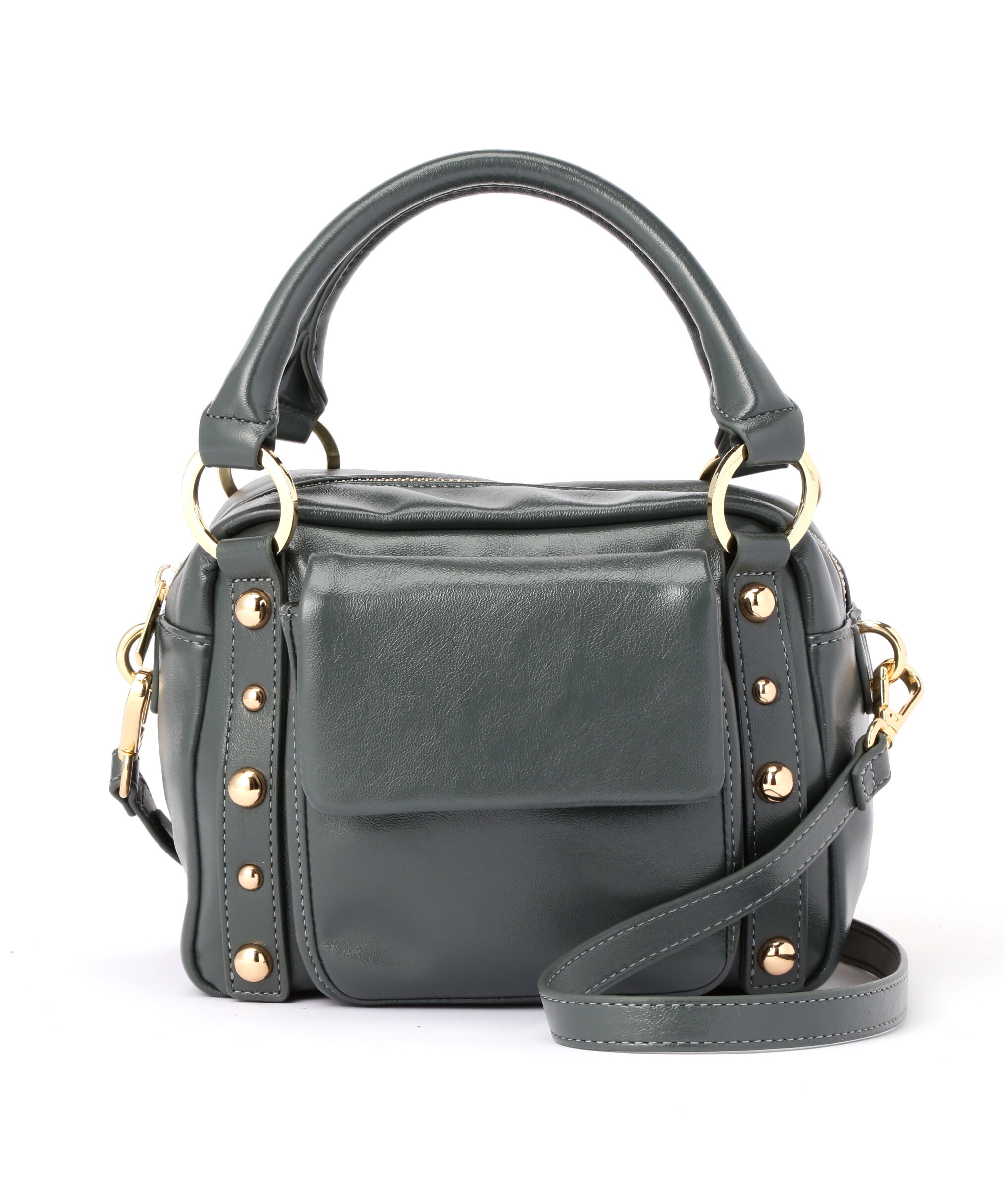  「メタルスタッズスクエアボストンバッグ」|ボストンバッグ|