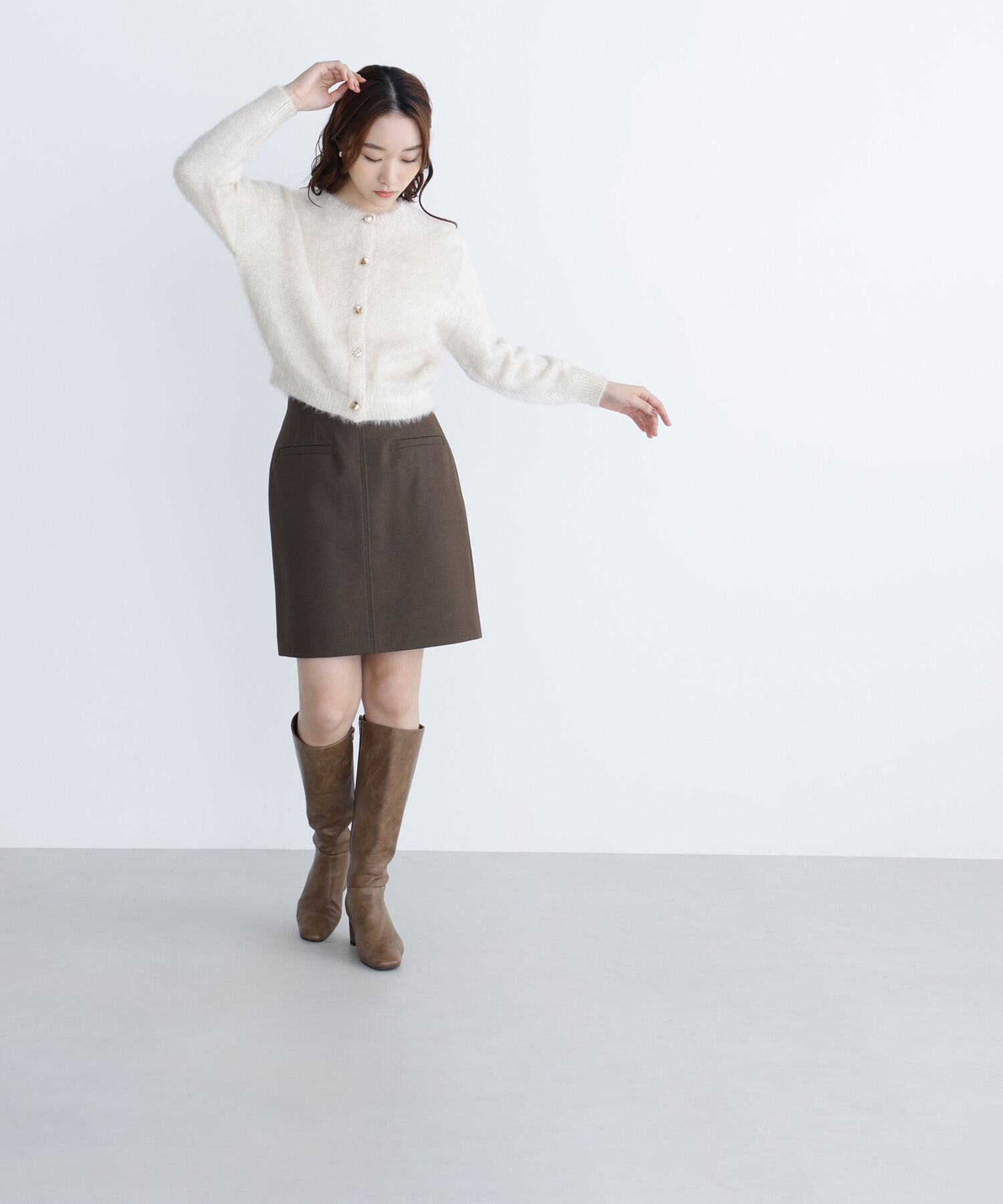  「デザインボタンラメシャギーカーディガン」|ニット・セーター|