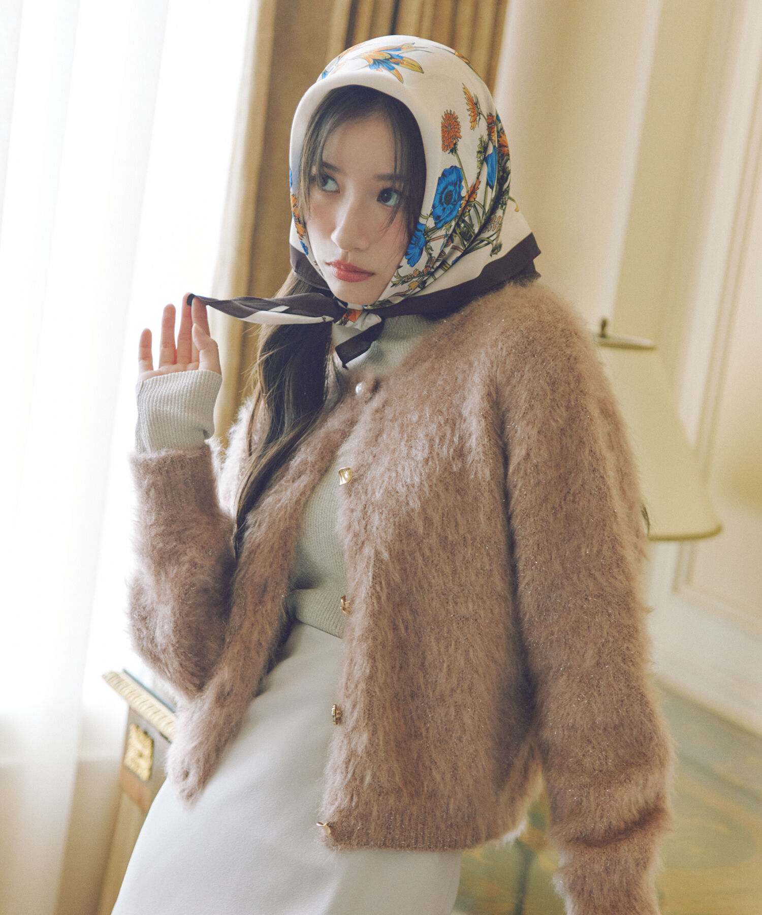  「デザインボタンラメシャギーカーディガン」|ニット・セーター|ピンク