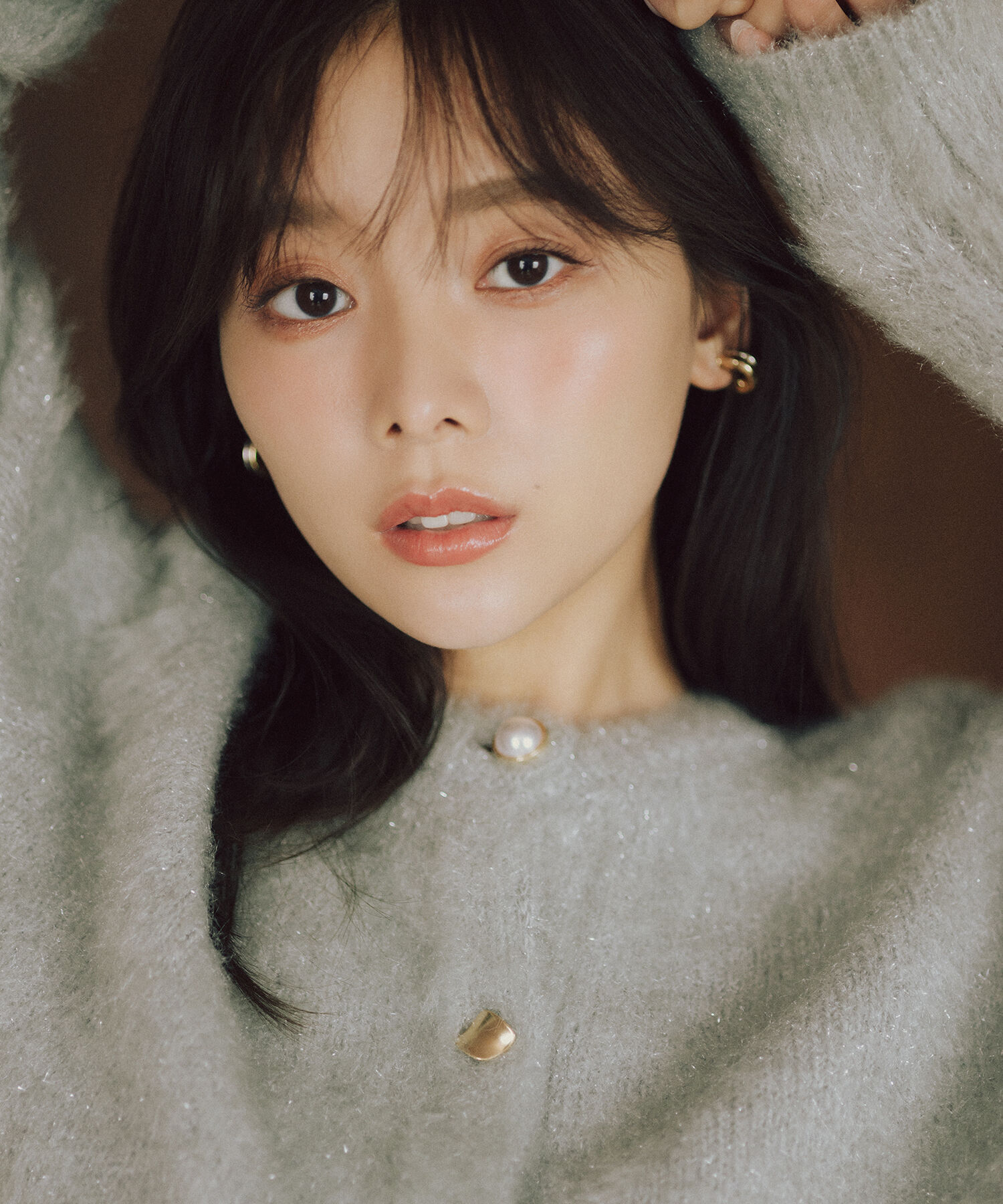  「デザインボタンラメシャギーカーディガン」|ニット・セーター|