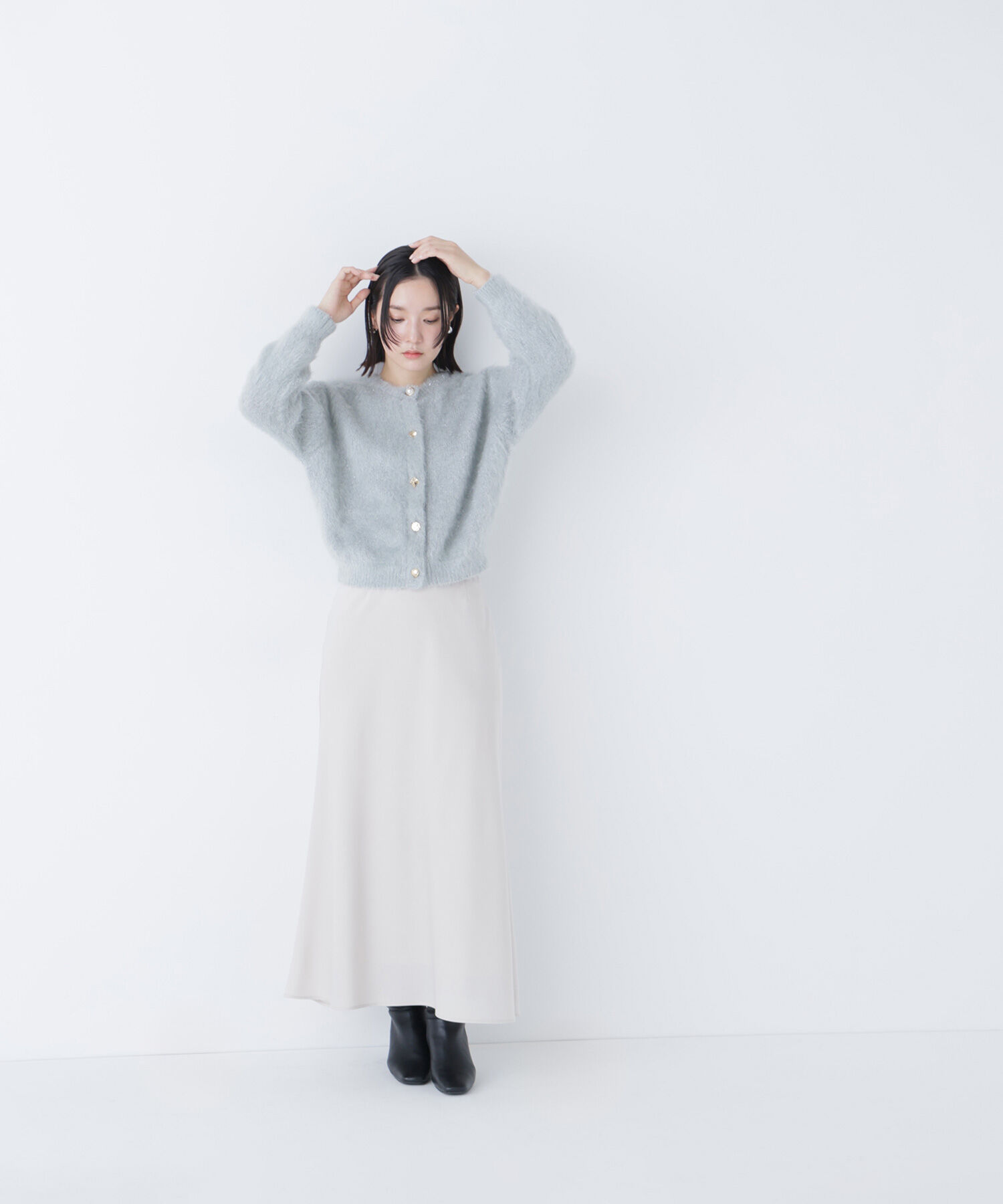  「デザインボタンラメシャギーカーディガン」|ニット・セーター|