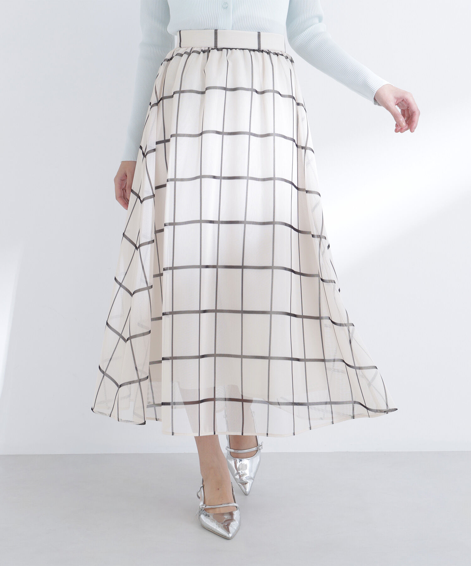  「ウィンドペンチェックフレアスカート」|スカート|
